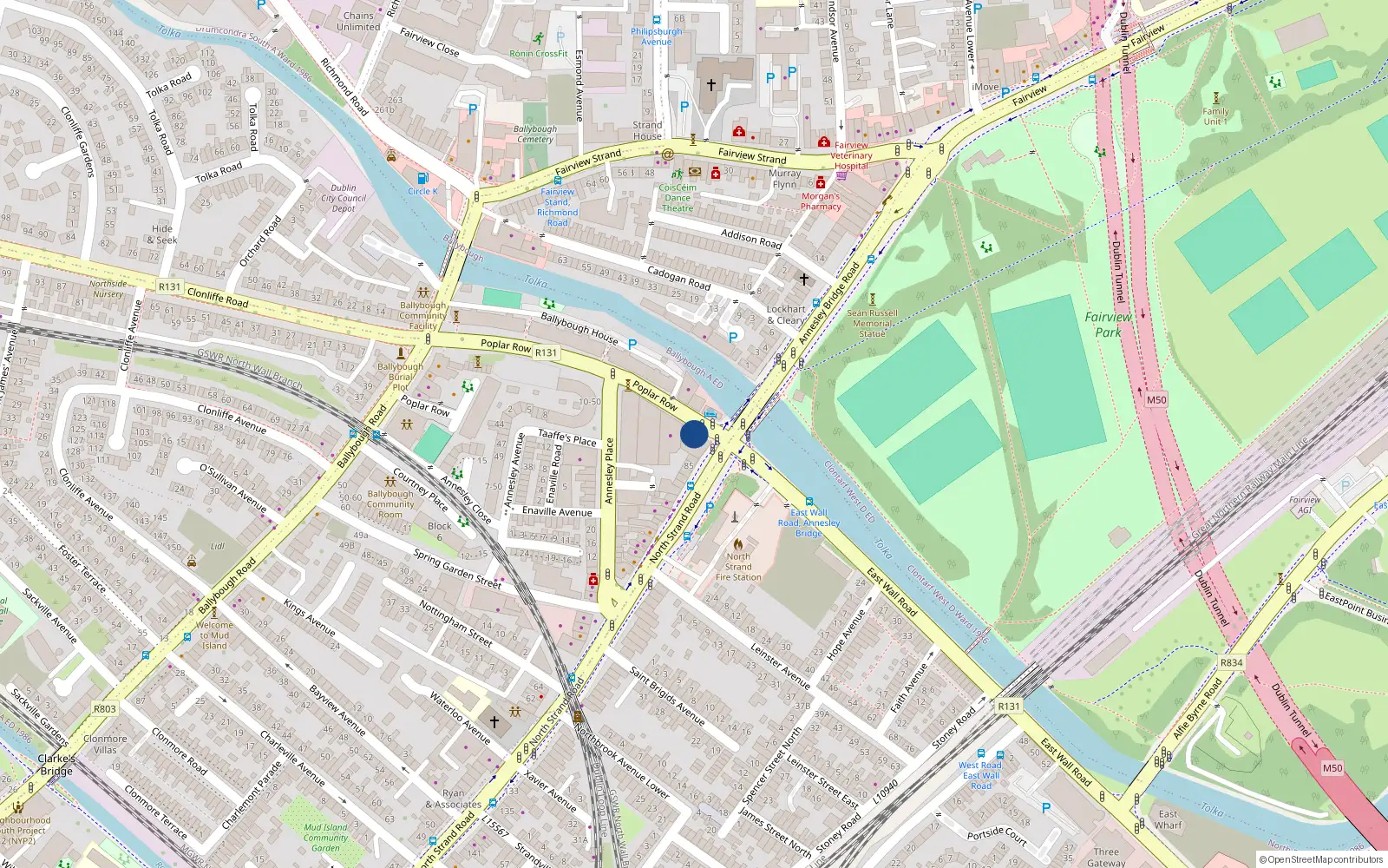 Overhead map showing the location of 1-17 Annesley Court and Unit A, 87 North Strand Road, North Strand