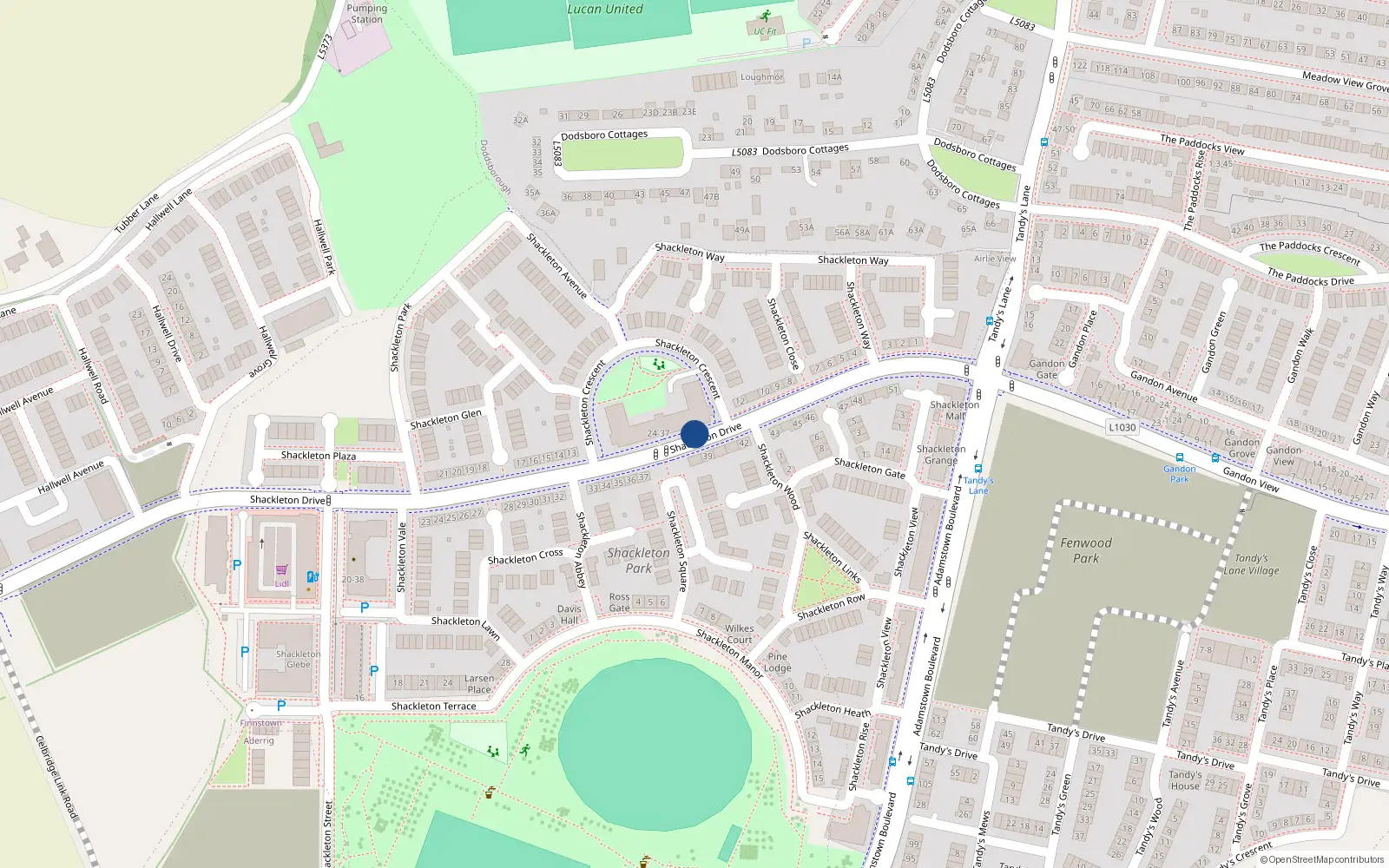 Overhead map showing the location of 1-23, Shackleton Hall, Shackleton Park