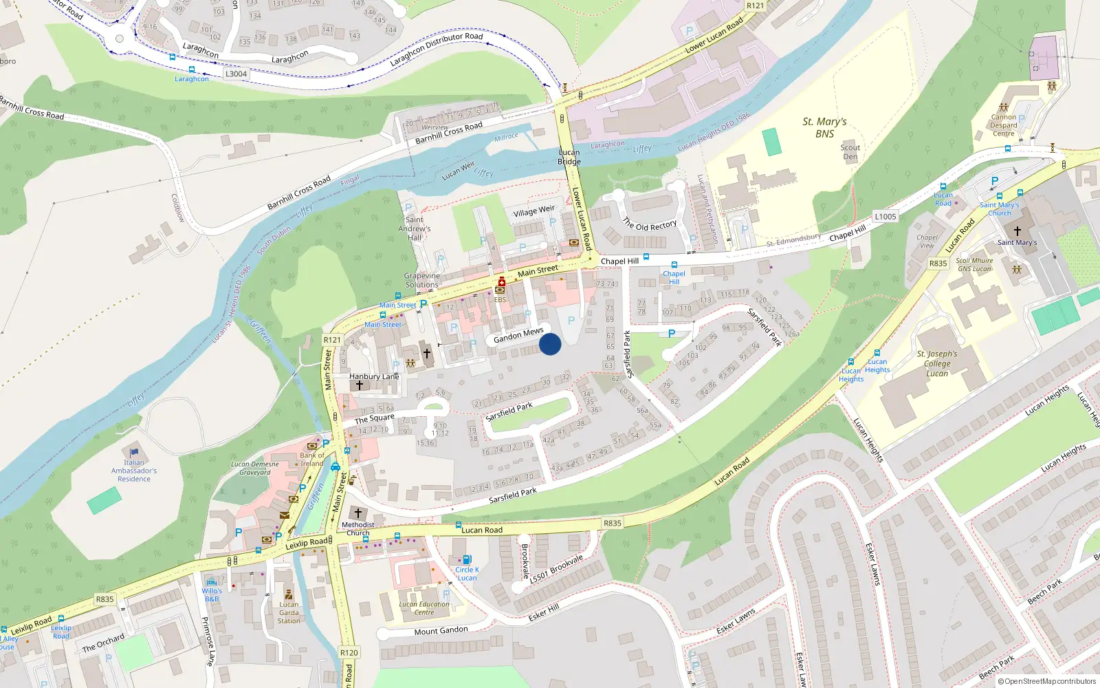 Overhead map showing the location of 1 Gandon Mews, Lucan