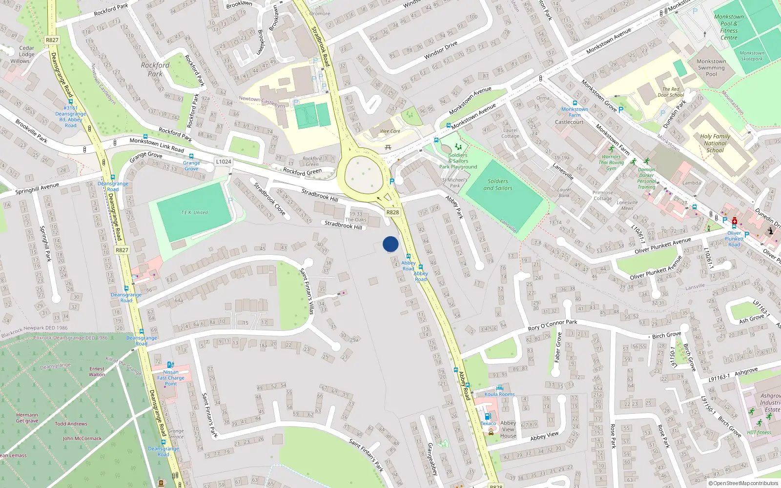Overhead map showing the location of 1 Abbey Road, Dublin