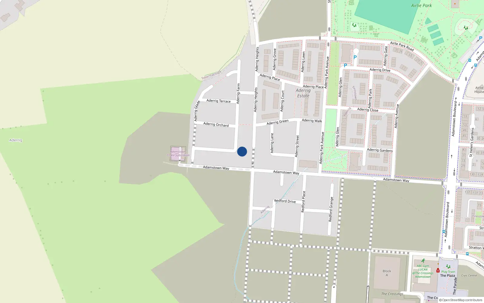 Overhead map showing the location of 1 Aderrig Farm, Lucan