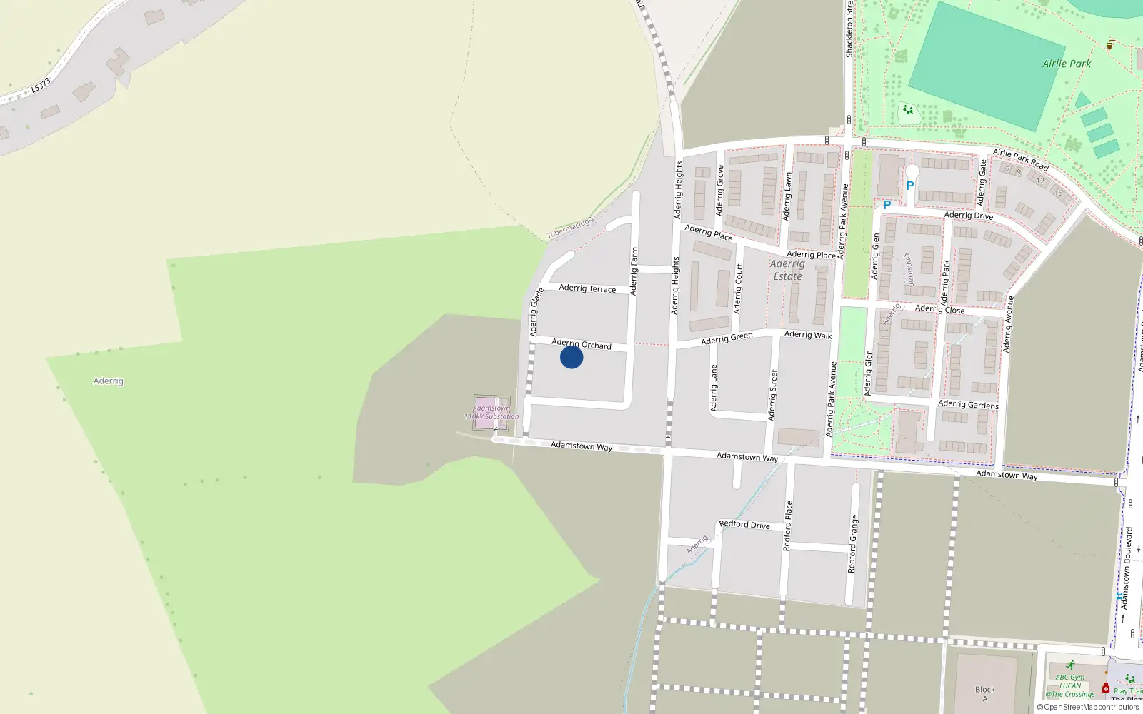 Overhead map showing the location of 1 Aderrig Orchard, Lucan