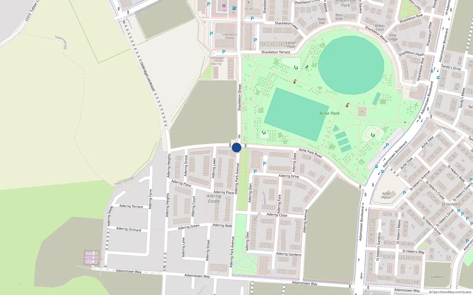 Overhead map showing the location of 1 Aderrig Park Avenue, Lucan