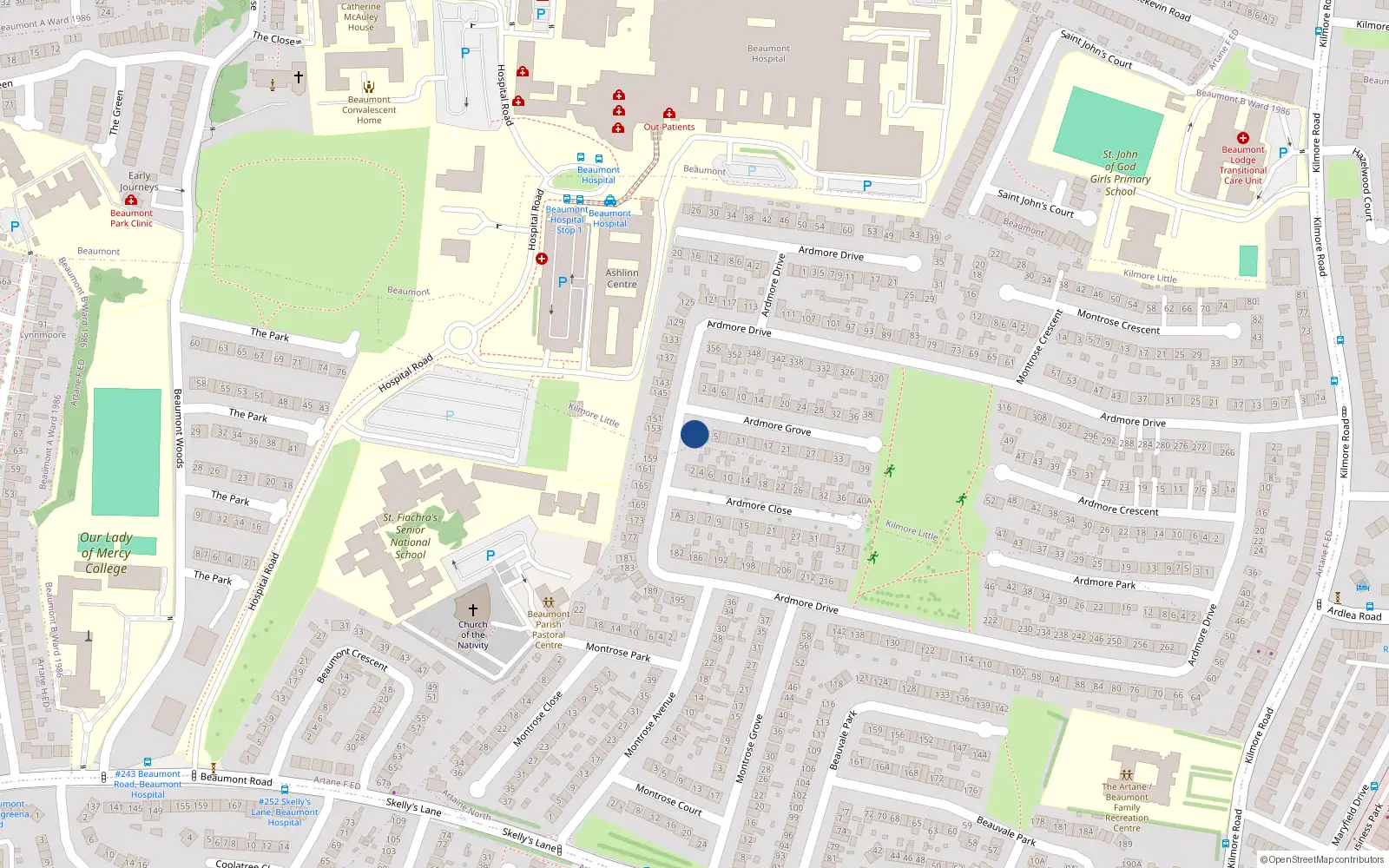 Overhead map showing the location of 1 Ardmore Grove, Dublin 5