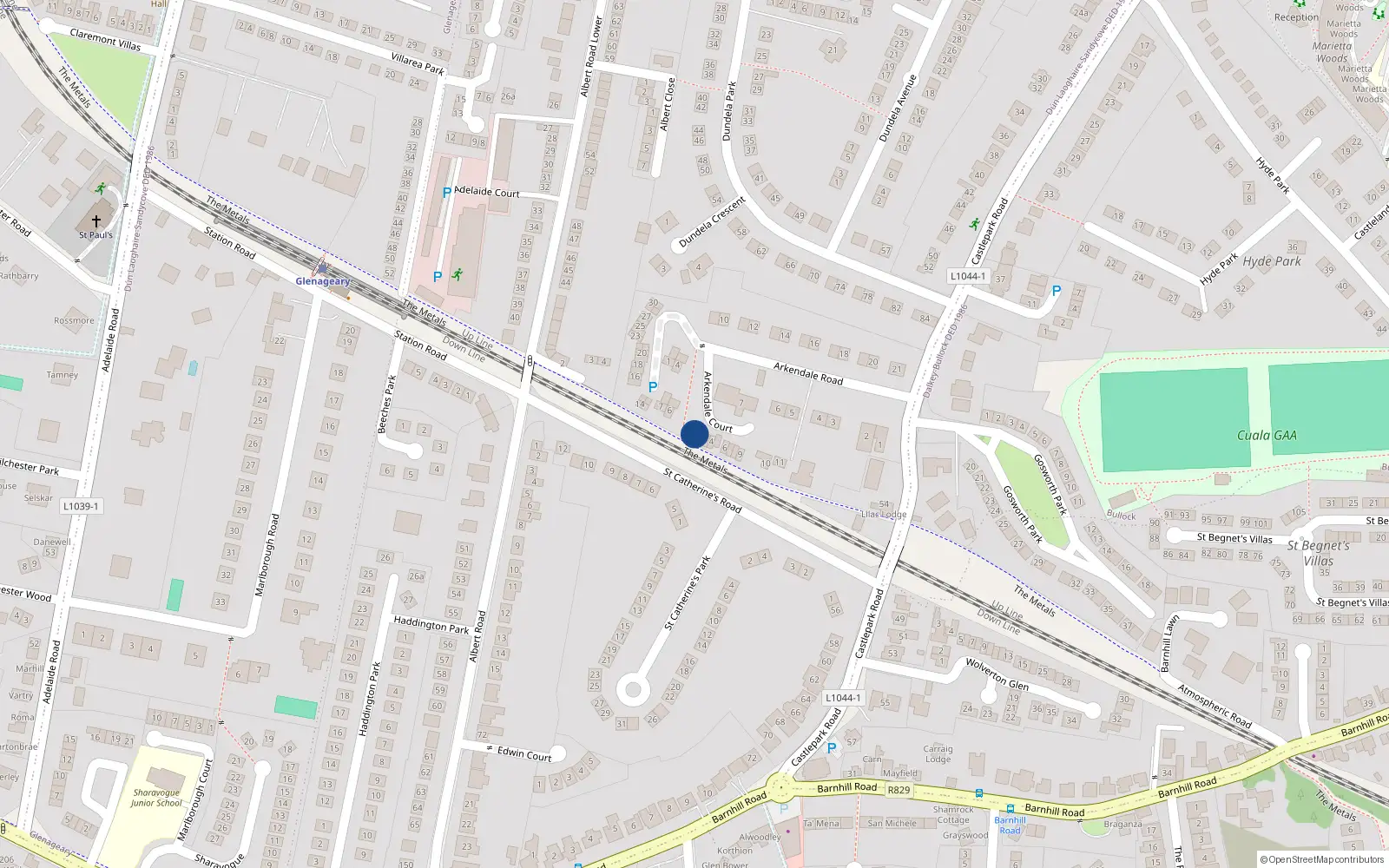 Overhead map showing the location of 1 Arkendale Court, Dublin
