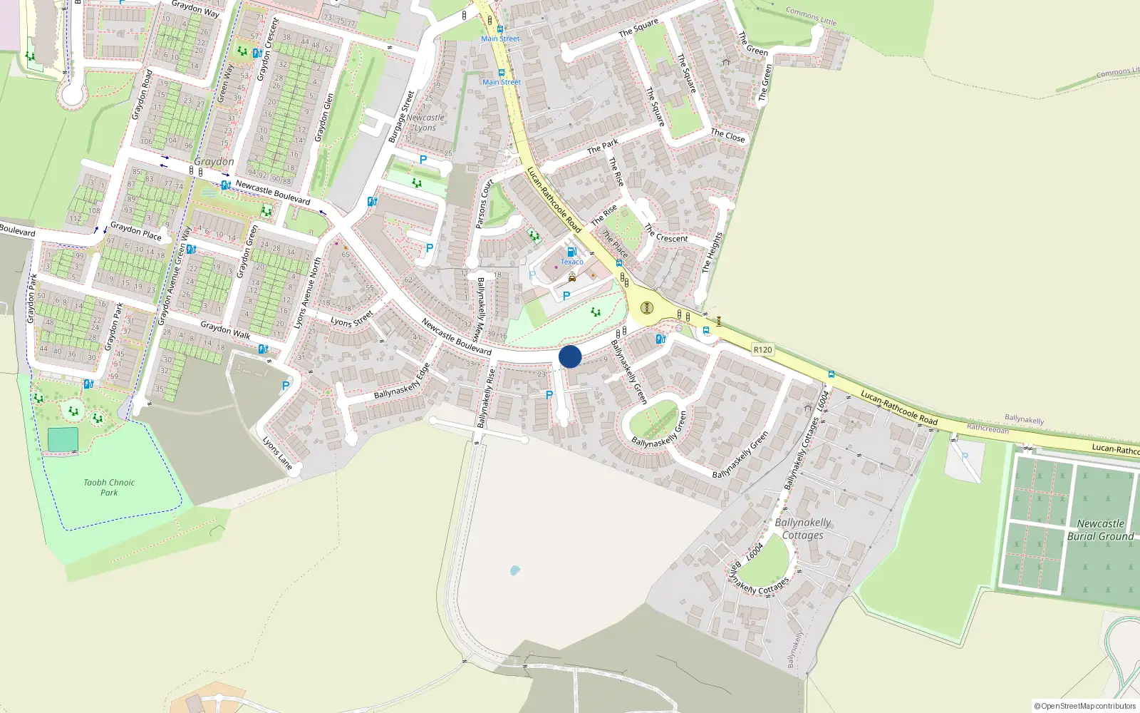 Overhead map showing the location of 1 Ballynakelly Court, Ballynakelly