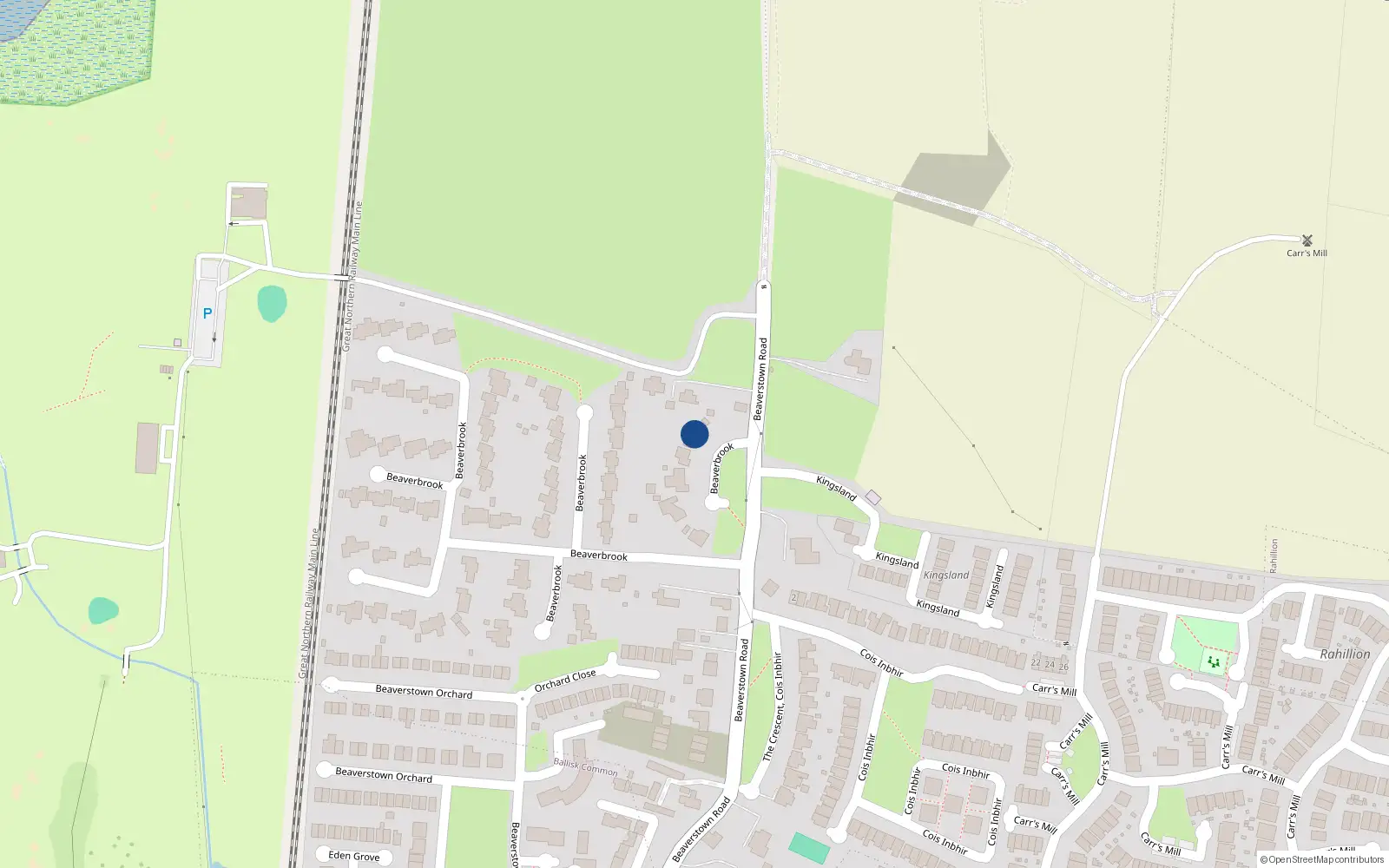 Overhead map showing the location of 1 Beaverbrook, Beaverstown Road, Donabate Dublin 1