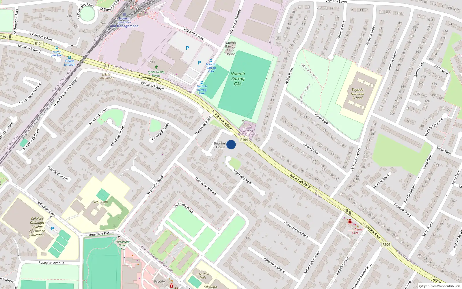 Overhead map showing the location of 1 Briarfield, 1 Kilbarrack Road, Dublin 5