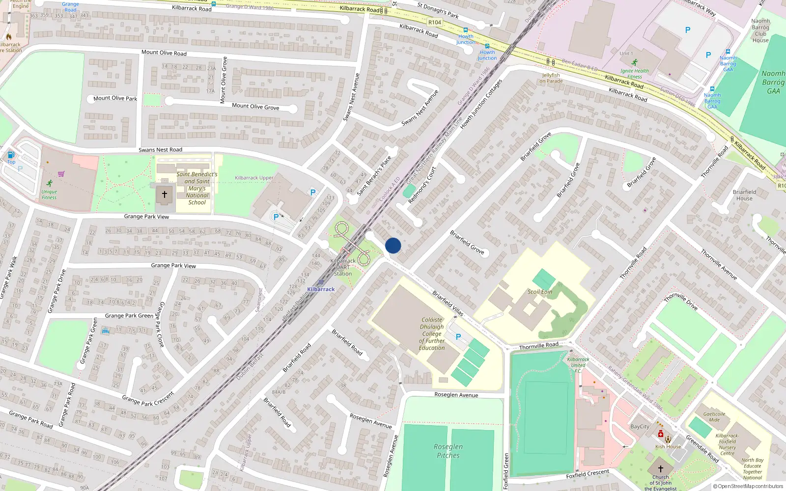 Overhead map showing the location of 1 Briarfield Walk, Dublin 5