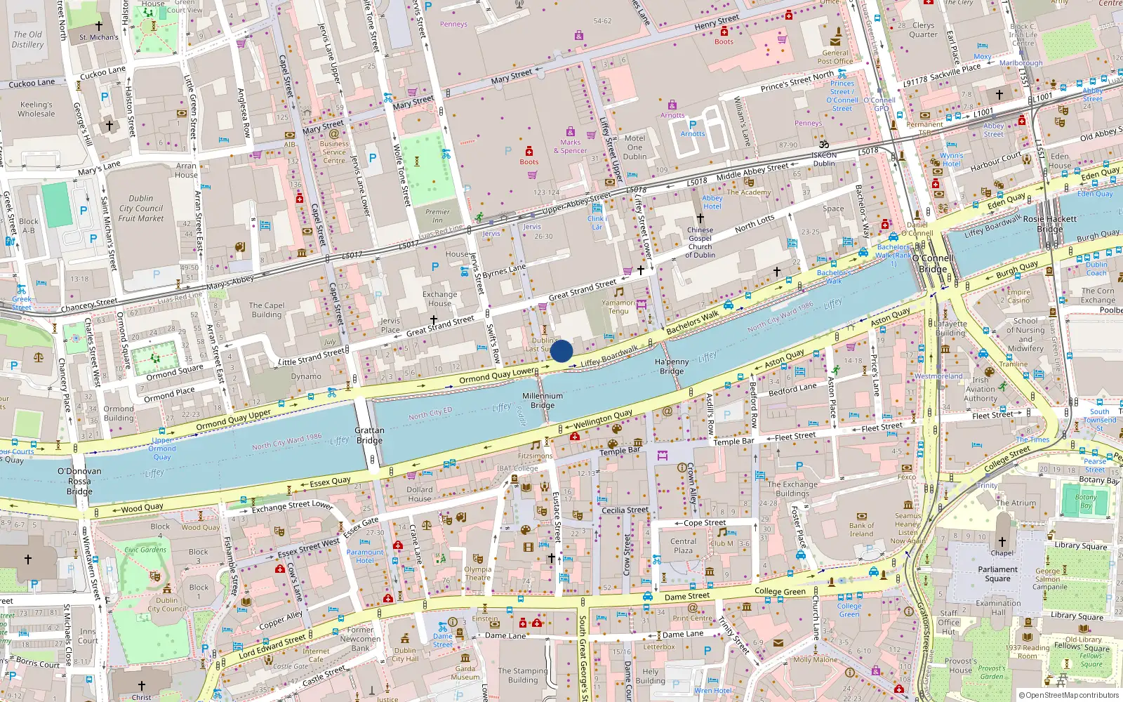 Overhead map showing the location of 1 Butler Court, 28 Ormond Quay, Dublin 1