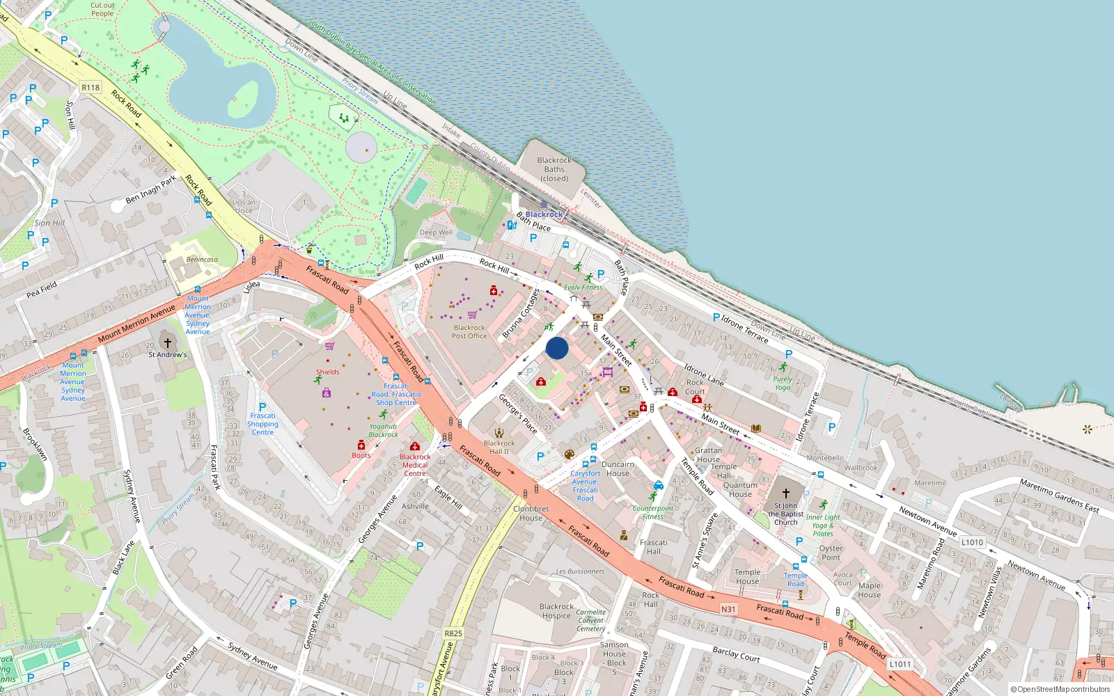 Overhead map showing the location of 1 Carraig Court, Main St, Blackrock