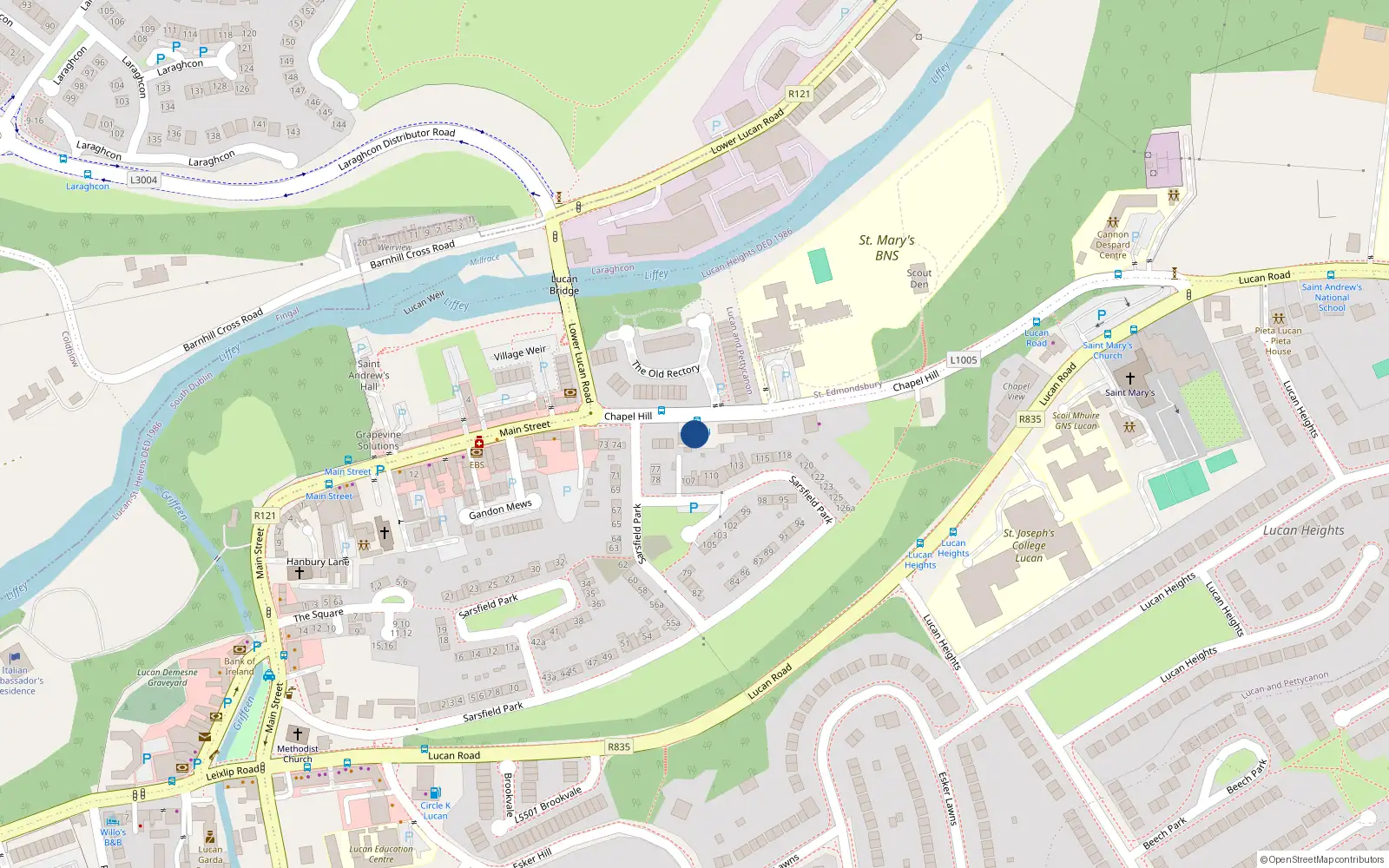 Overhead map showing the location of 1 Chapel Hill, Lucan