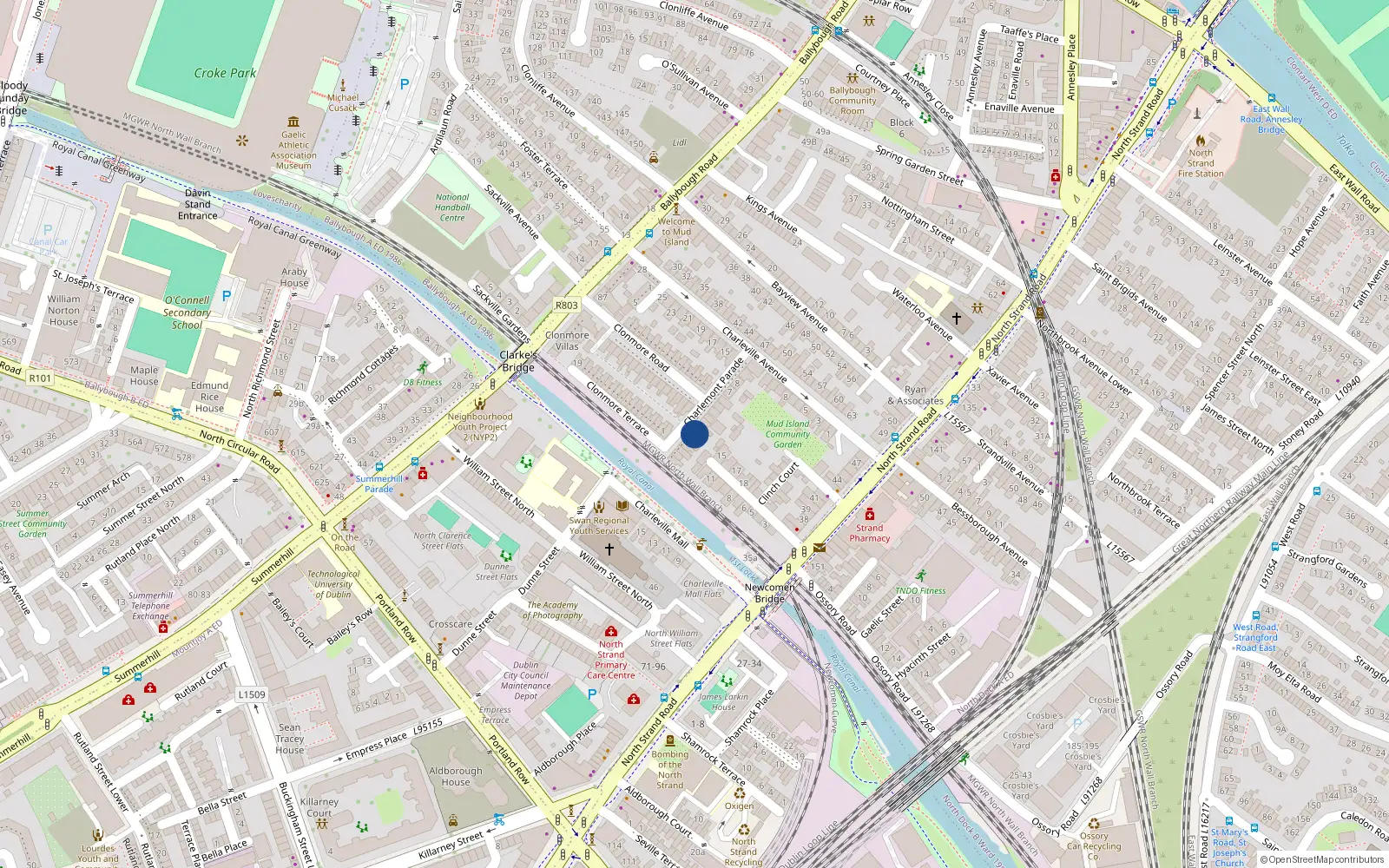 Overhead map showing the location of 1 Charlemont Parade, Dublin 3