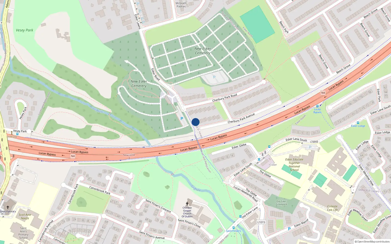 Overhead map showing the location of 1 Cherbury Park Avenue, Lucan