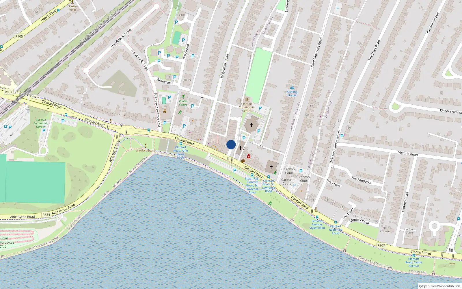 Overhead map showing the location of 1 Churchfield, Dublin 3