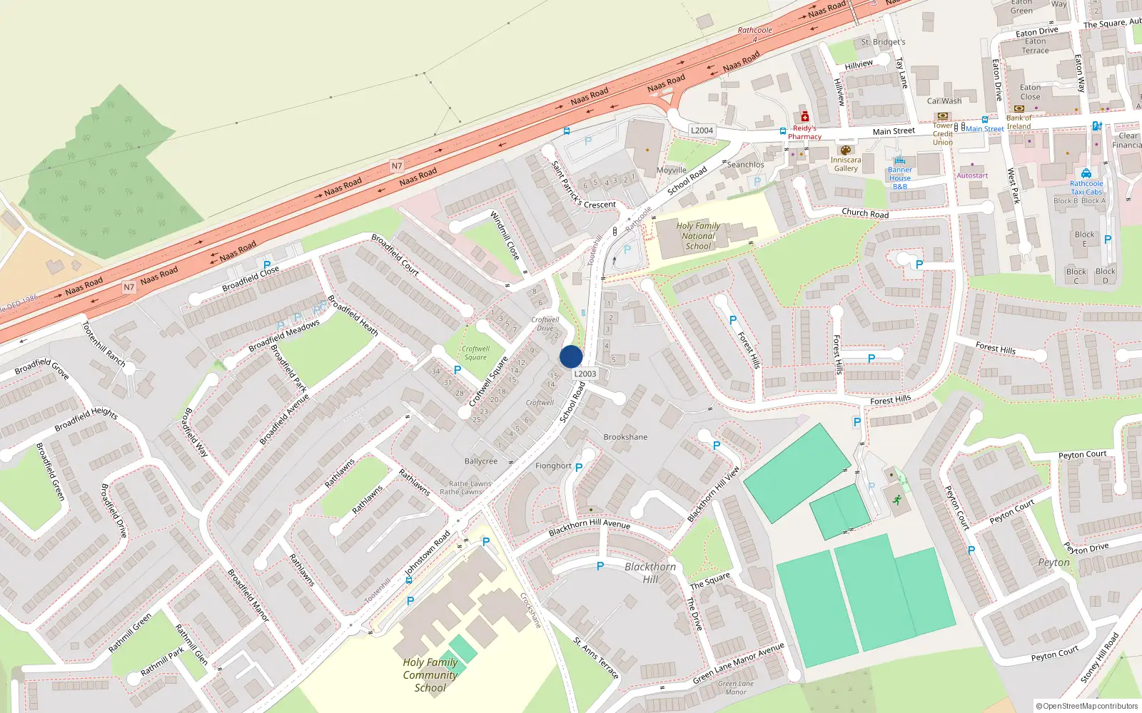 Overhead map showing the location of 1 Croftwell Drive, Tootenhill