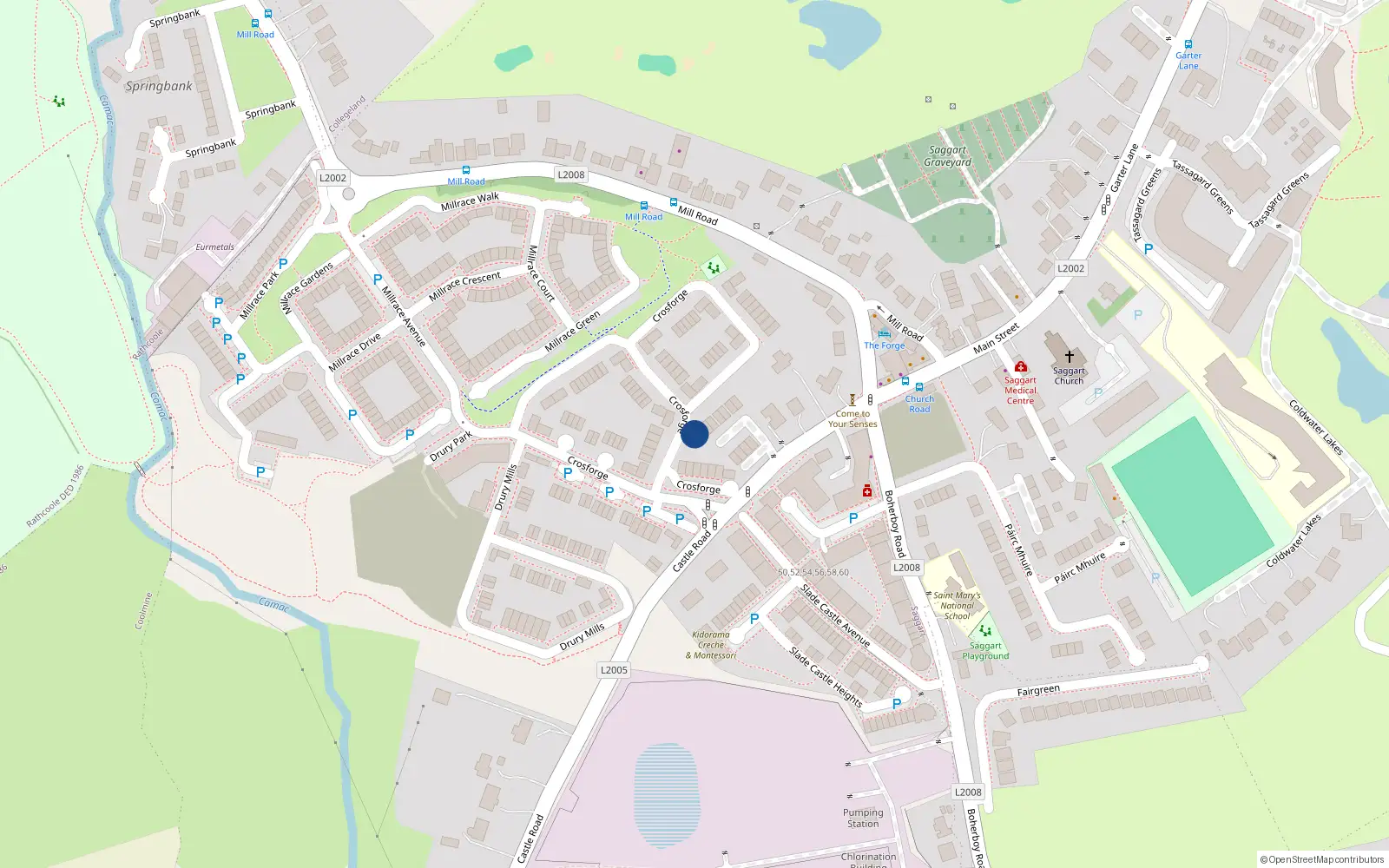Overhead map showing the location of 1 Crosforge, Saggart