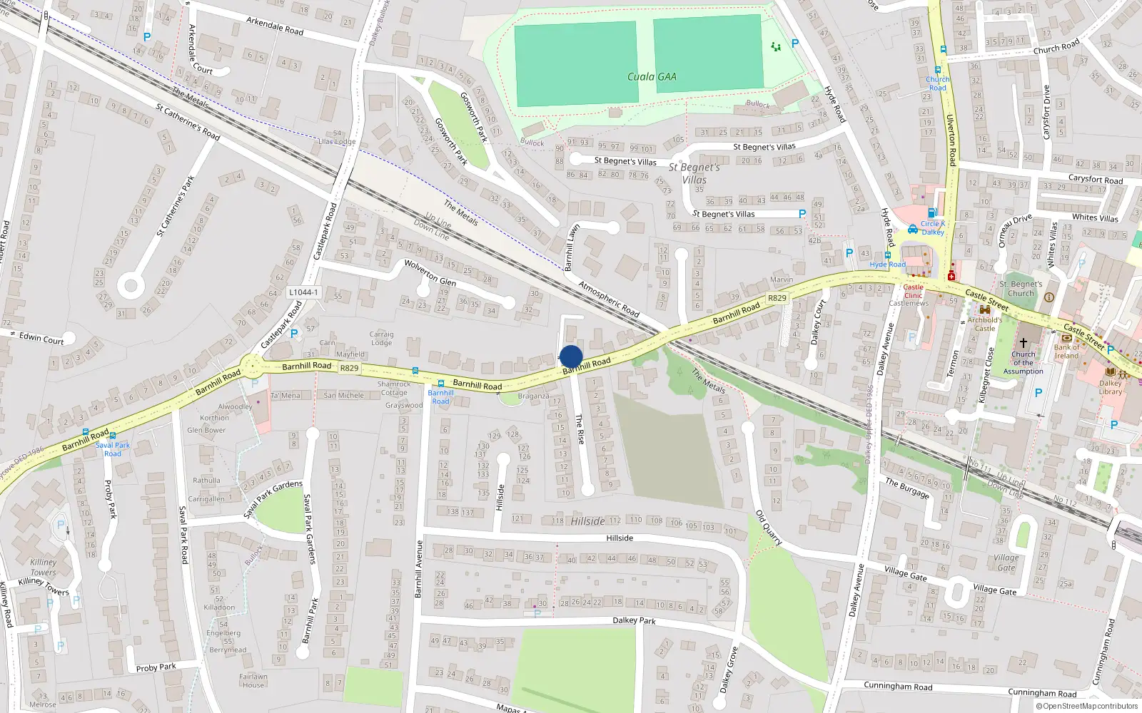 Overhead map showing the location of 1 Dalkey Forge, Barnhill Road, Dalkey