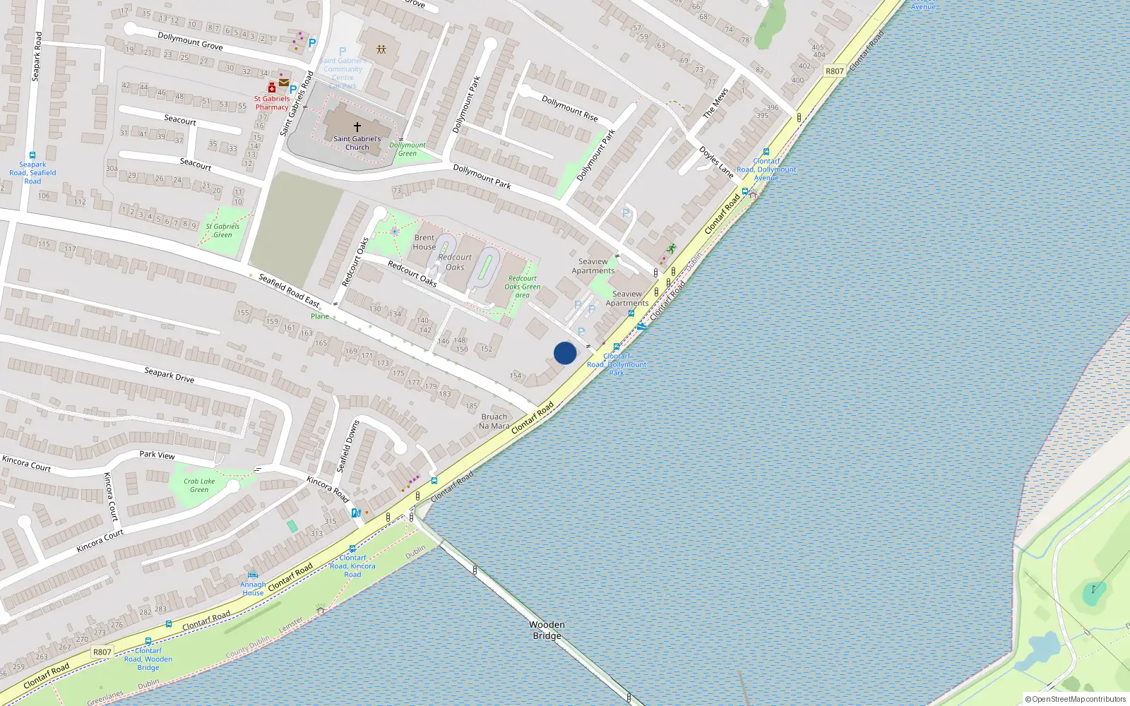 Overhead map showing the location of 1 Danes Court, Clontarf, Dublin 3