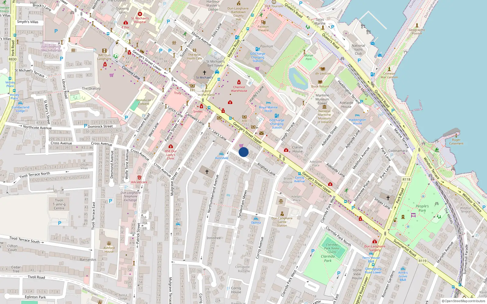 Overhead map showing the location of 1 Dungar Terrace, Co Dublin