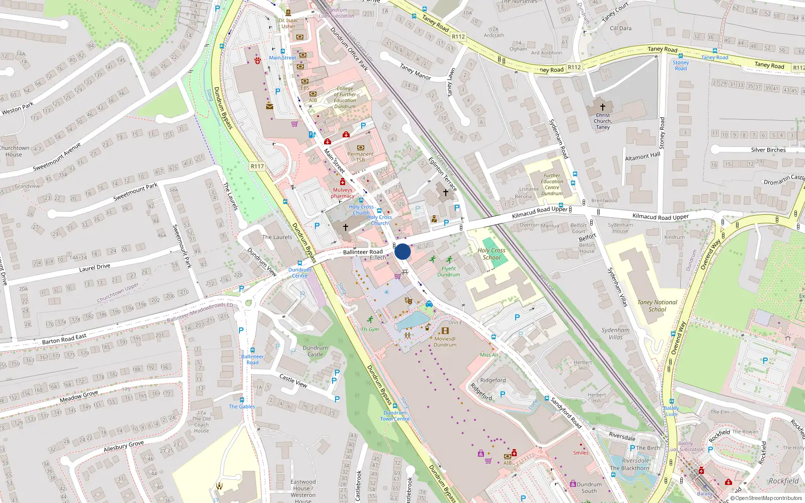 Overhead map showing the location of 1 Eagle House, Killiney Village, Killiney
