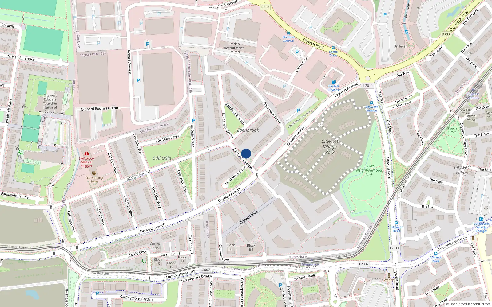Overhead map showing the location of 1 Edenbrook Grove, Cooldown Commons