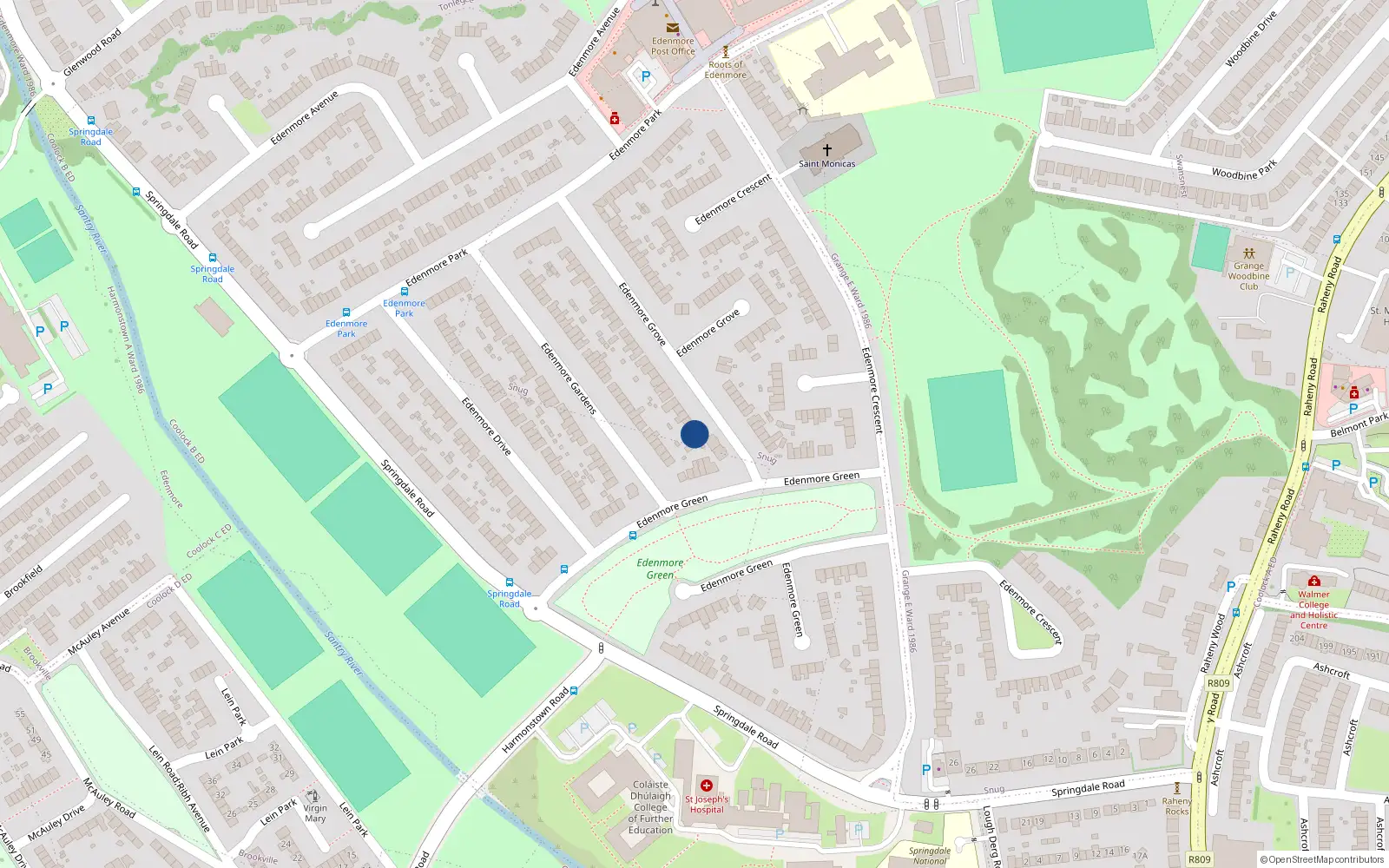 Overhead map showing the location of 1 Edenmore Grove, Dublin 5