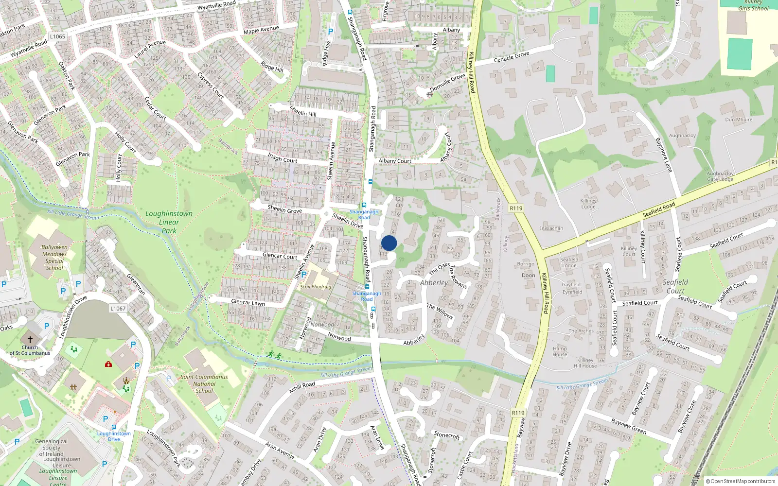 Overhead map showing the location of 1 Emerald Lodge, Killiney