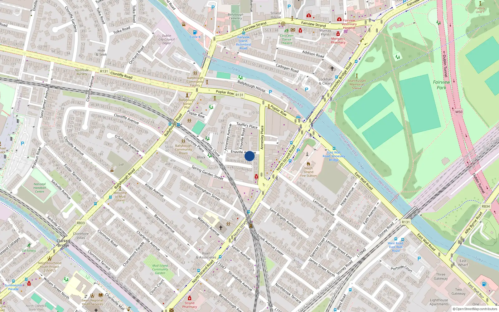 Overhead map showing the location of 1 Enaville Avenue, North Strand