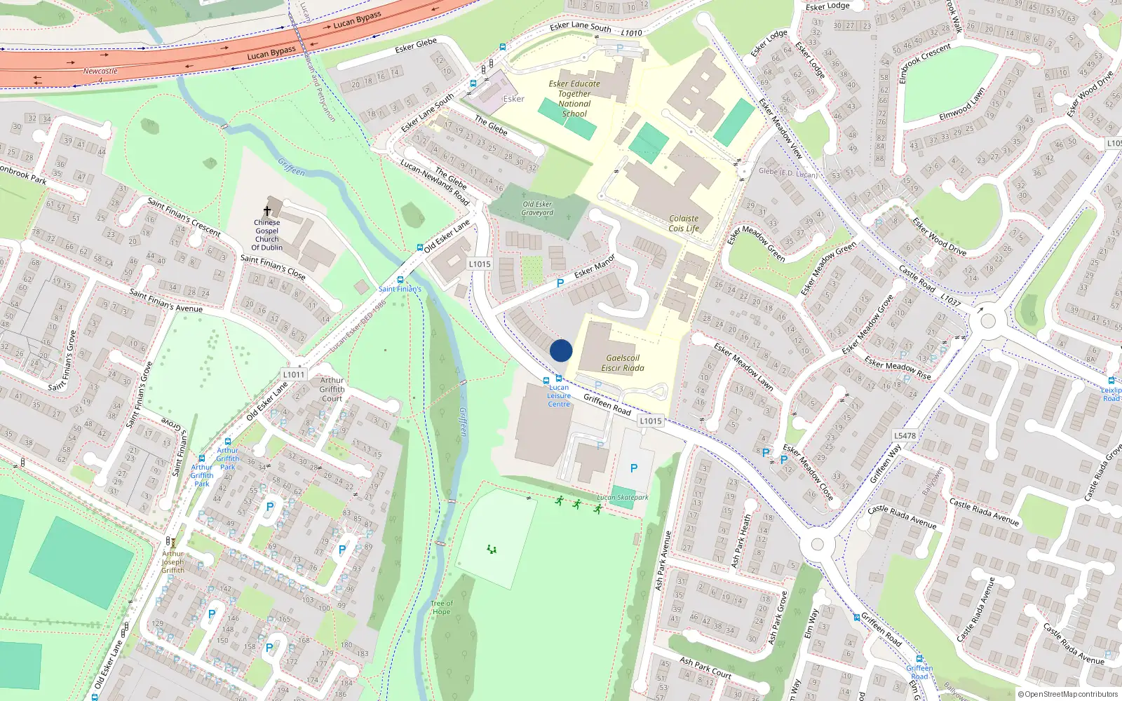Overhead map showing the location of 1 Esker Manor, Lucan