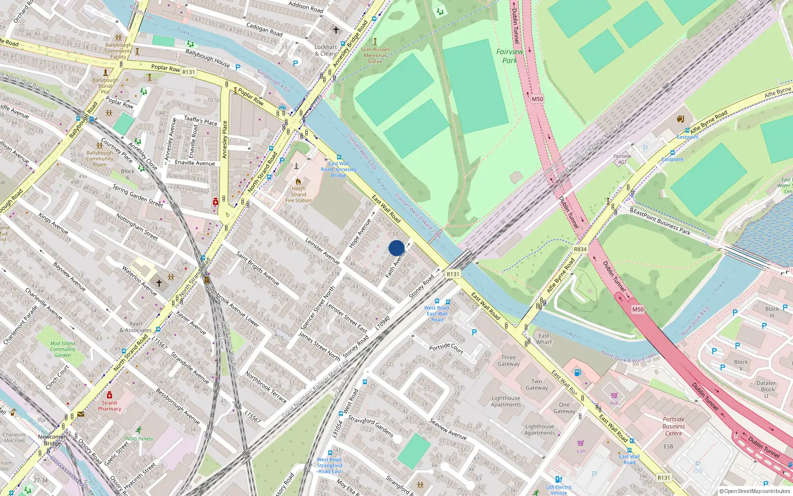 Overhead map showing the location of 1 Faith Avenue, North Strand