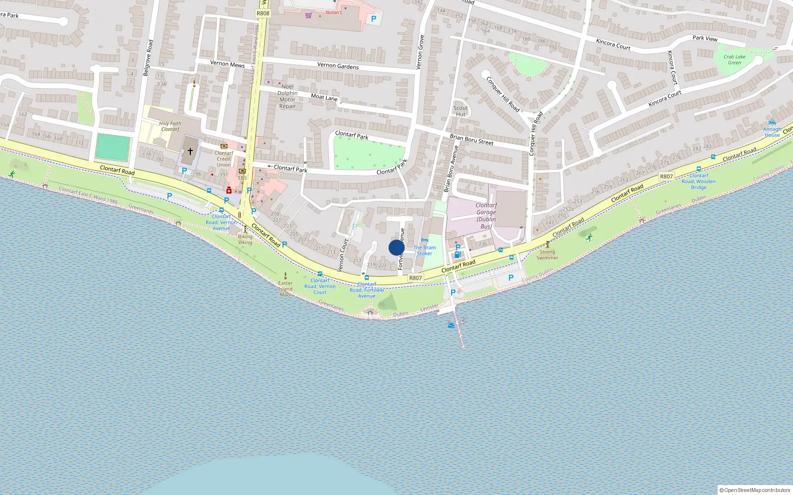 Overhead map showing the location of 1 Fortview Avenue, Dublin 3
