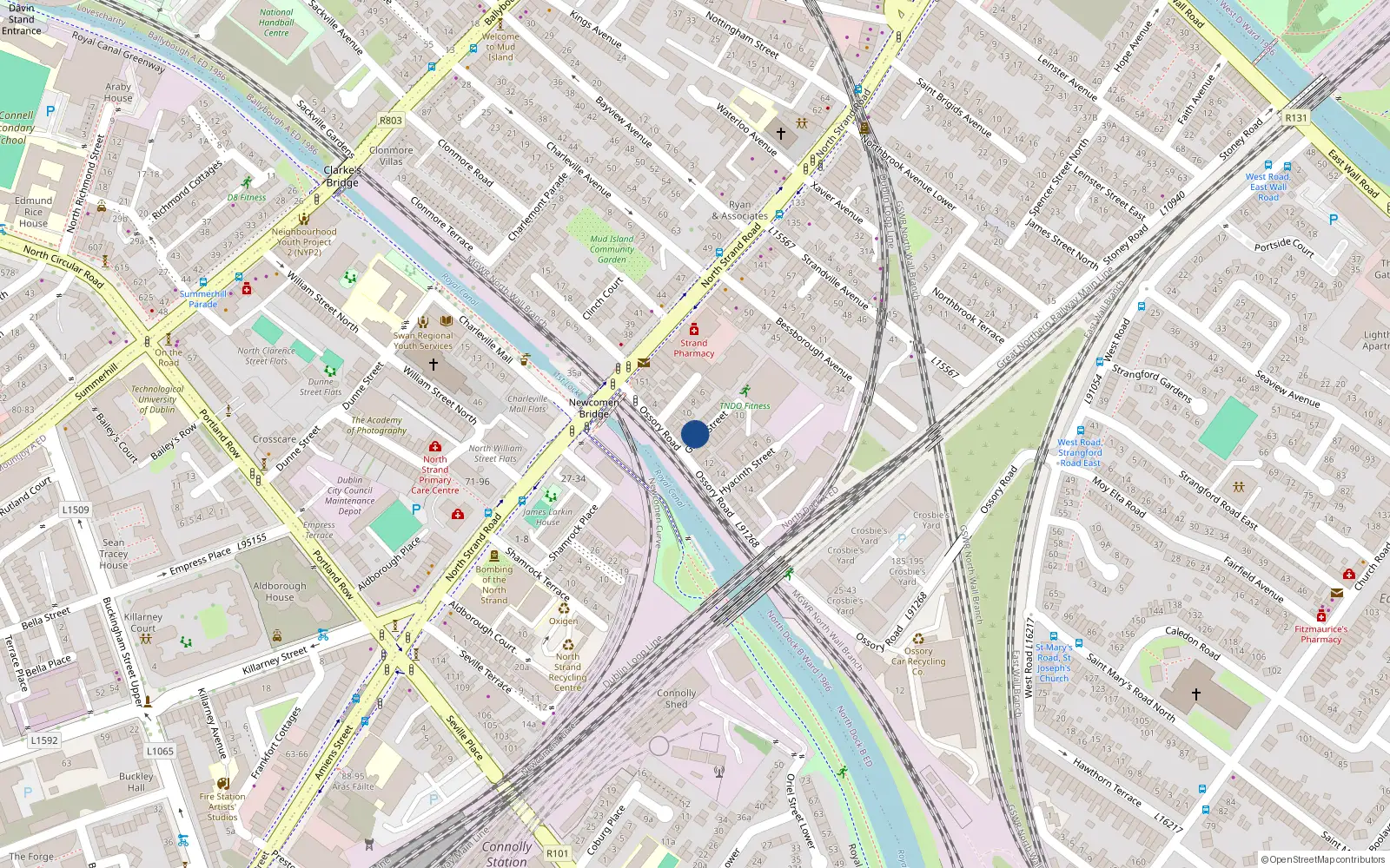 Overhead map showing the location of 1 Gaelic Street, North Strand