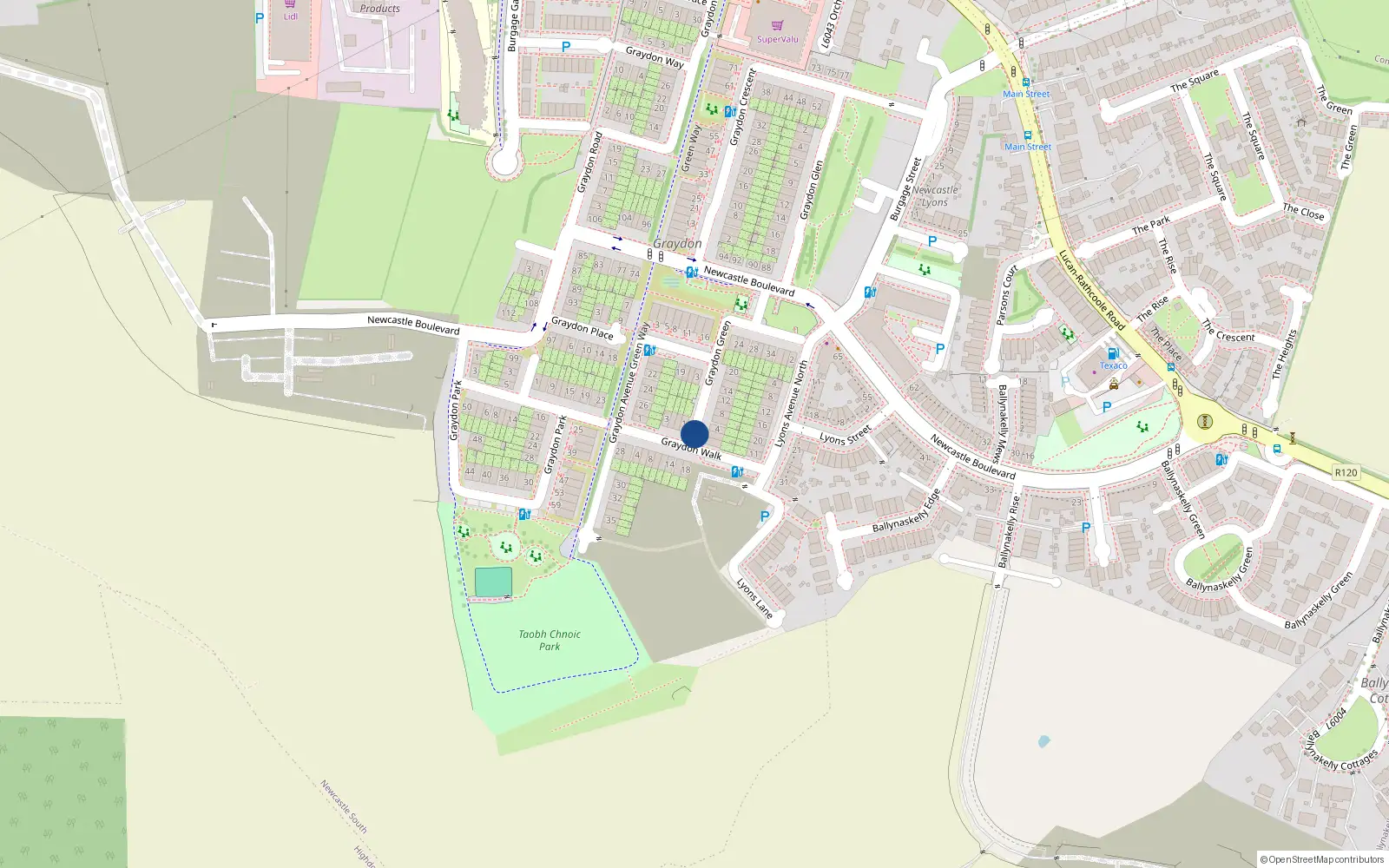 Overhead map showing the location of 1 Graydon Green, Newcastle South