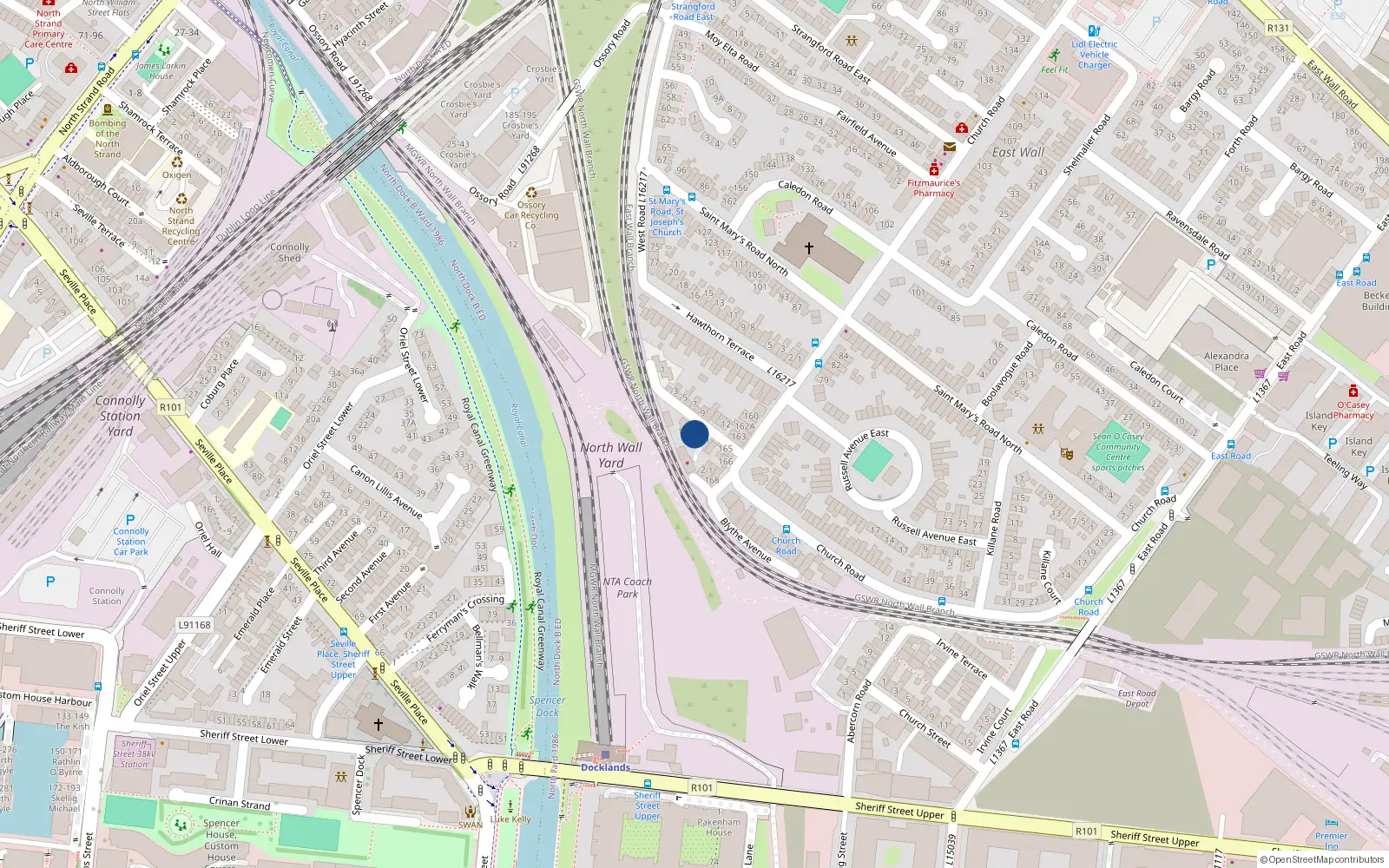 Overhead map showing the location of 1 Hawthorn Avenue, Dublin 3