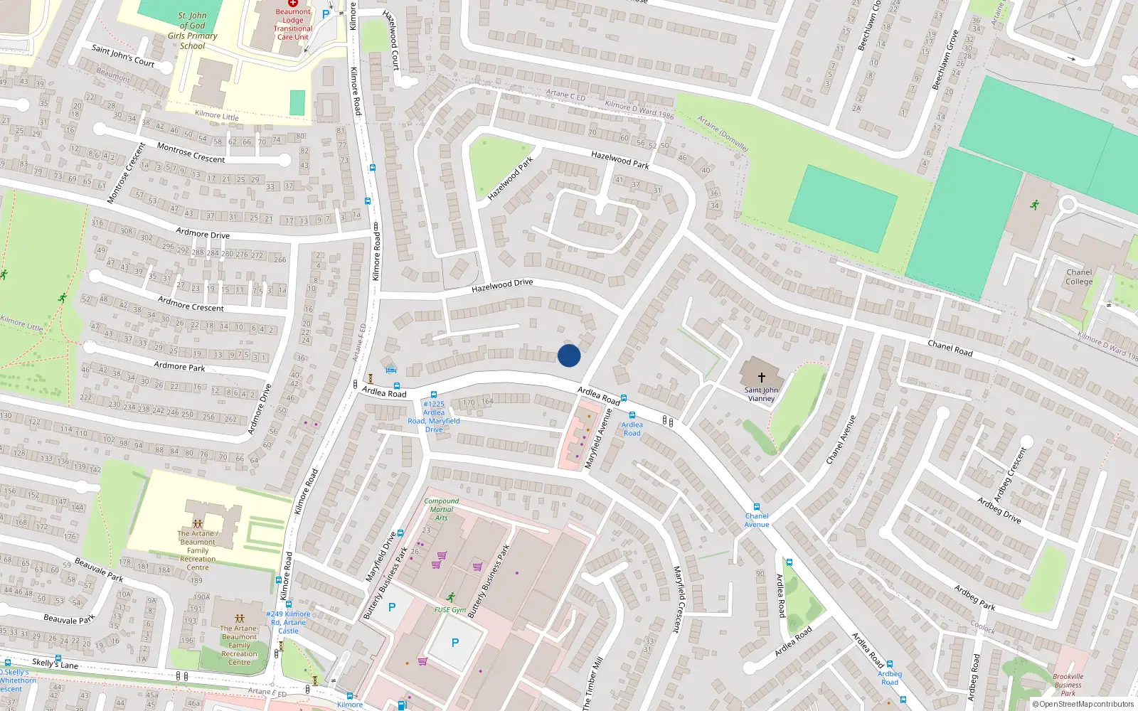 Overhead map showing the location of 1 Hazelwood Park, Dublin 5