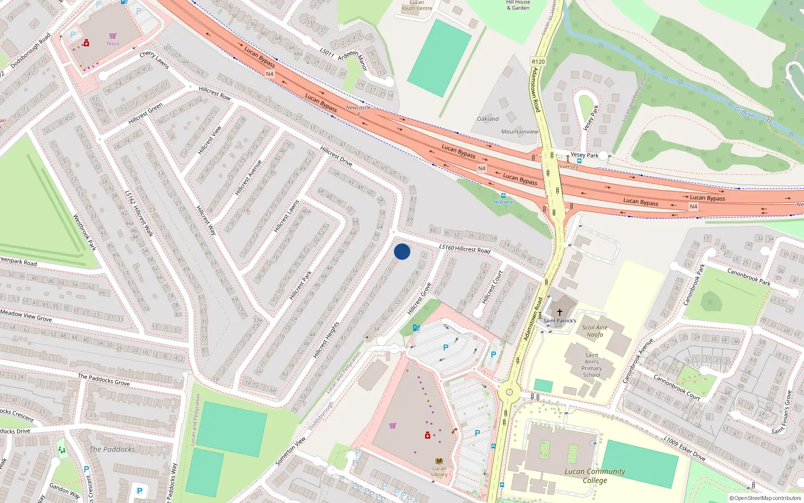 Overhead map showing the location of 1 Hillcrest Heights, Lucan