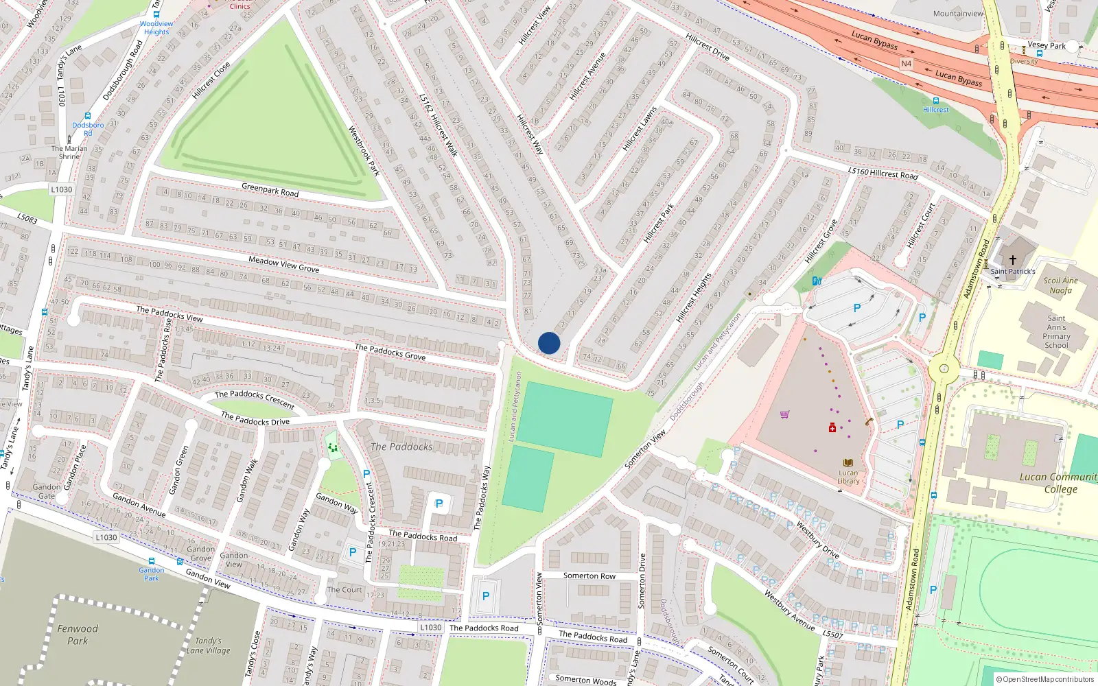 Overhead map showing the location of 1 Hillcrest Park, Co Dublin