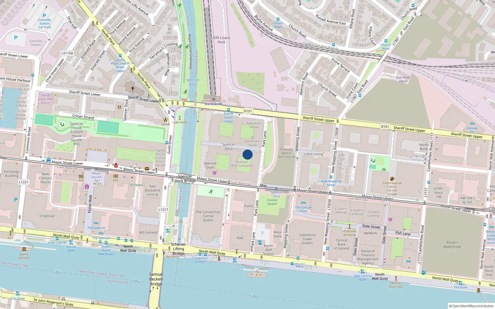Overhead map showing the location of 1 Killashee House, Spencer Dock, Dublin