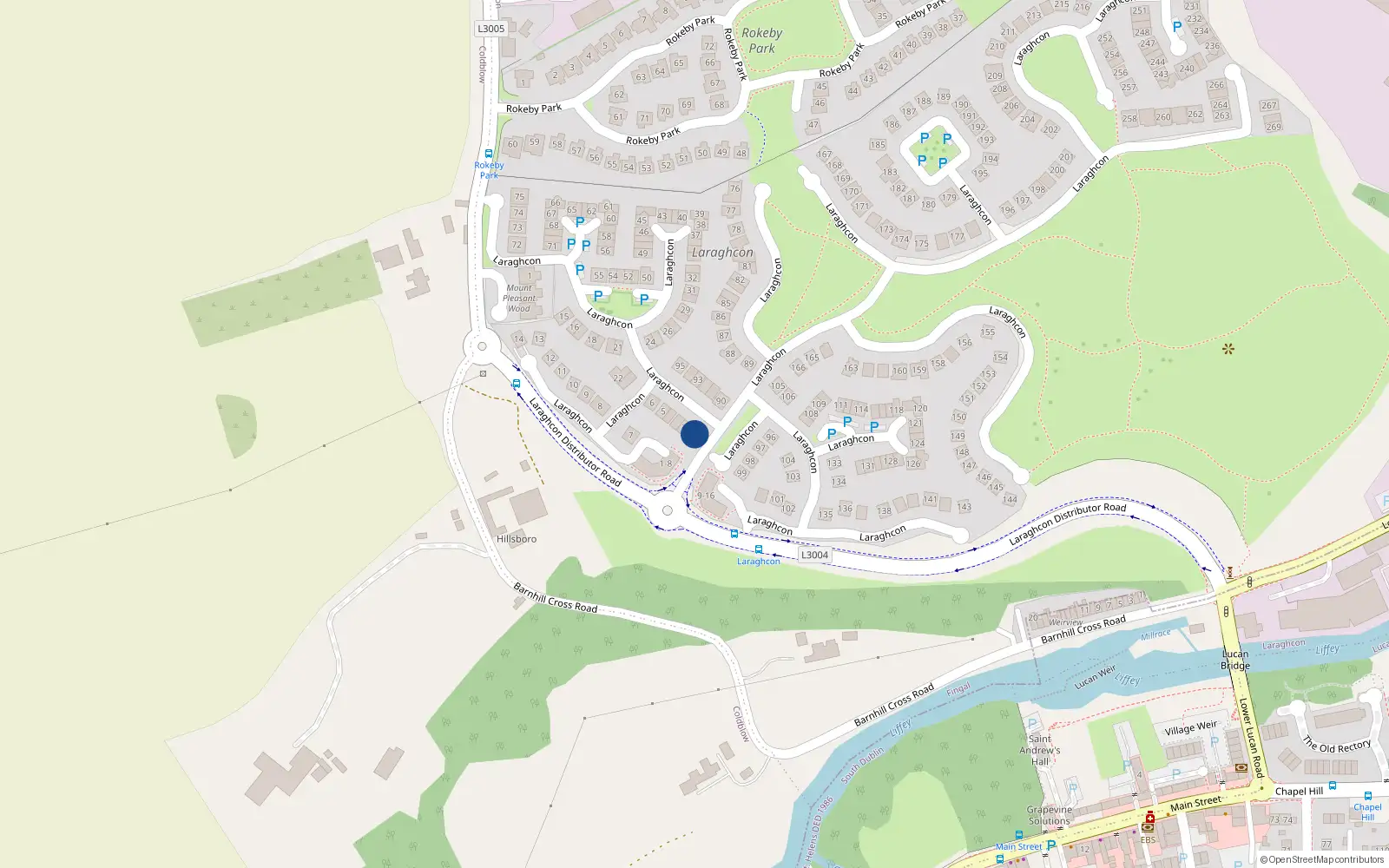 Overhead map showing the location of 1 Laraghcon, Lucan