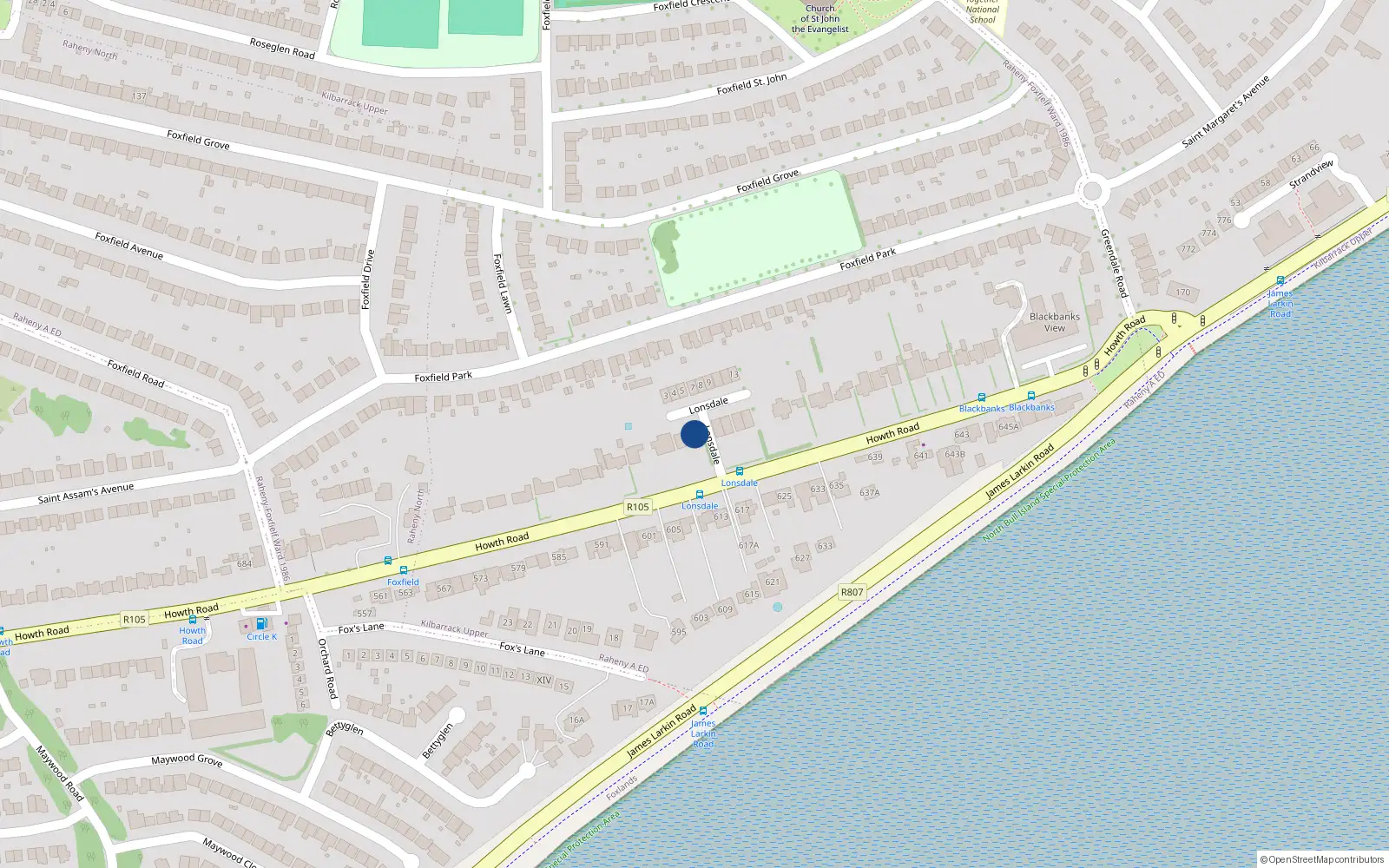 Overhead map showing the location of 1 Lonsdale, Dublin 5