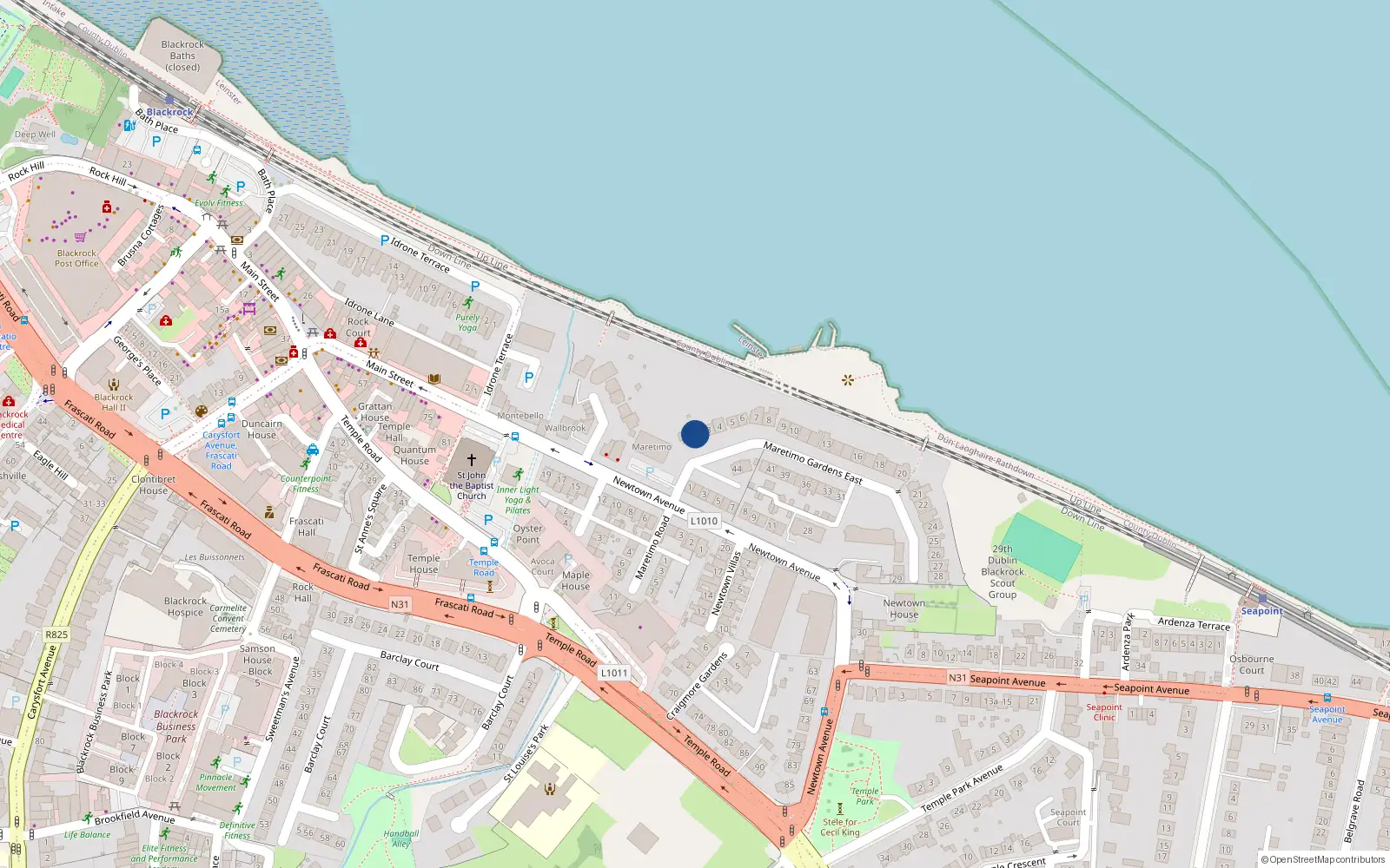 Overhead map showing the location of 1 Maretimo Gardens East, Blackrock