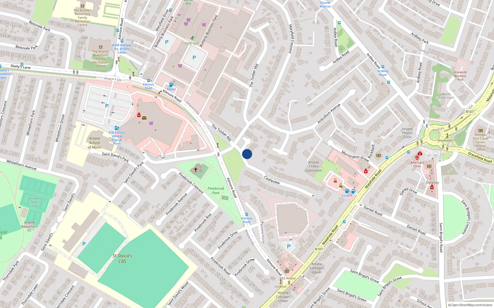 Overhead map showing the location of 1 Maryfield Woods, Artane, Dublin 5