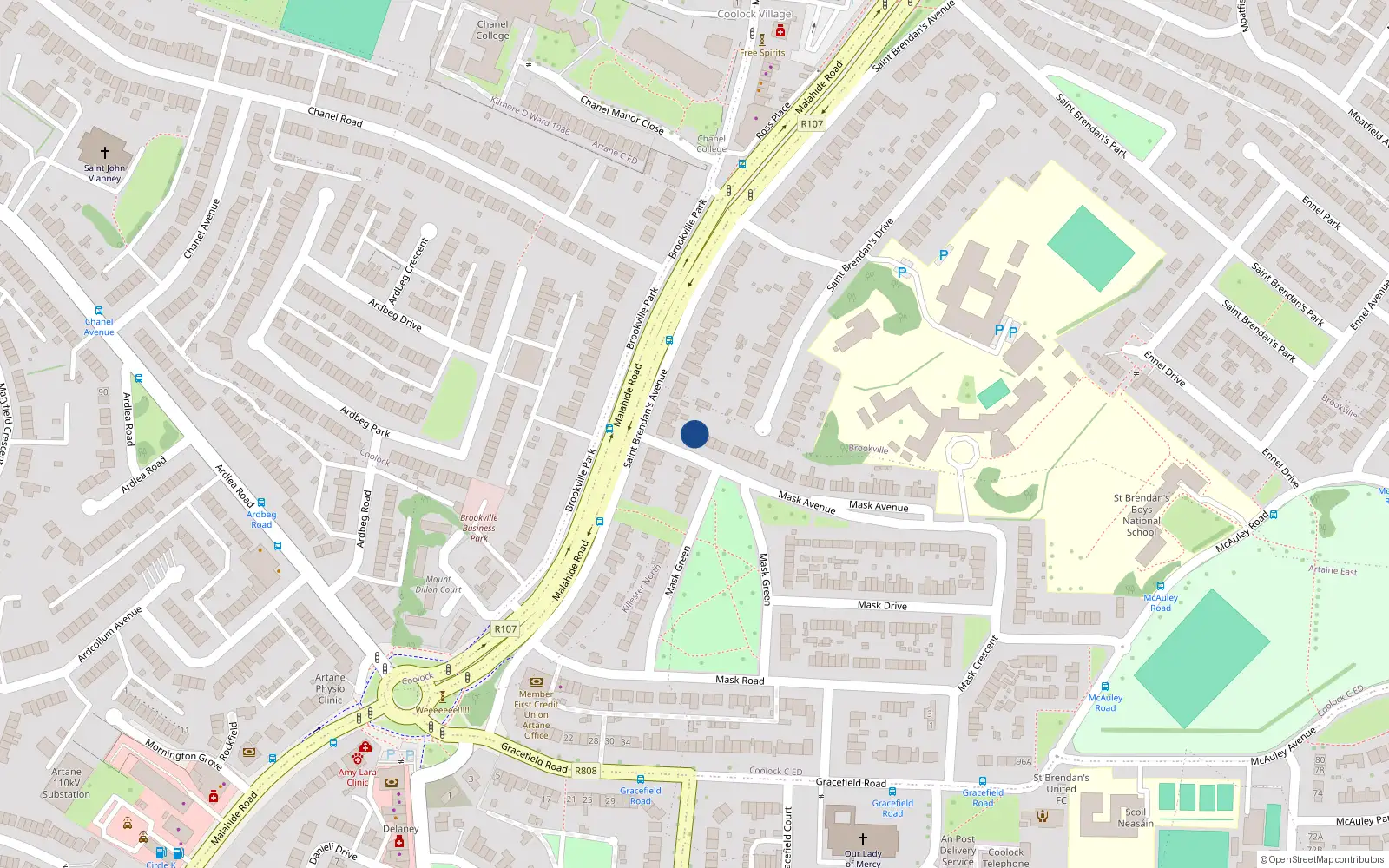 Overhead map showing the location of 1 Mask Avenue, Dublin 5