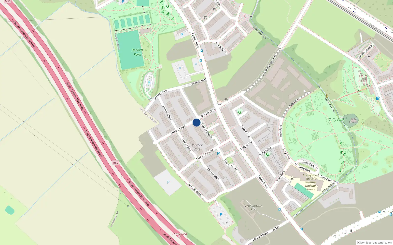 Overhead map showing the location of 1 Mercer Drive, Cherrywood