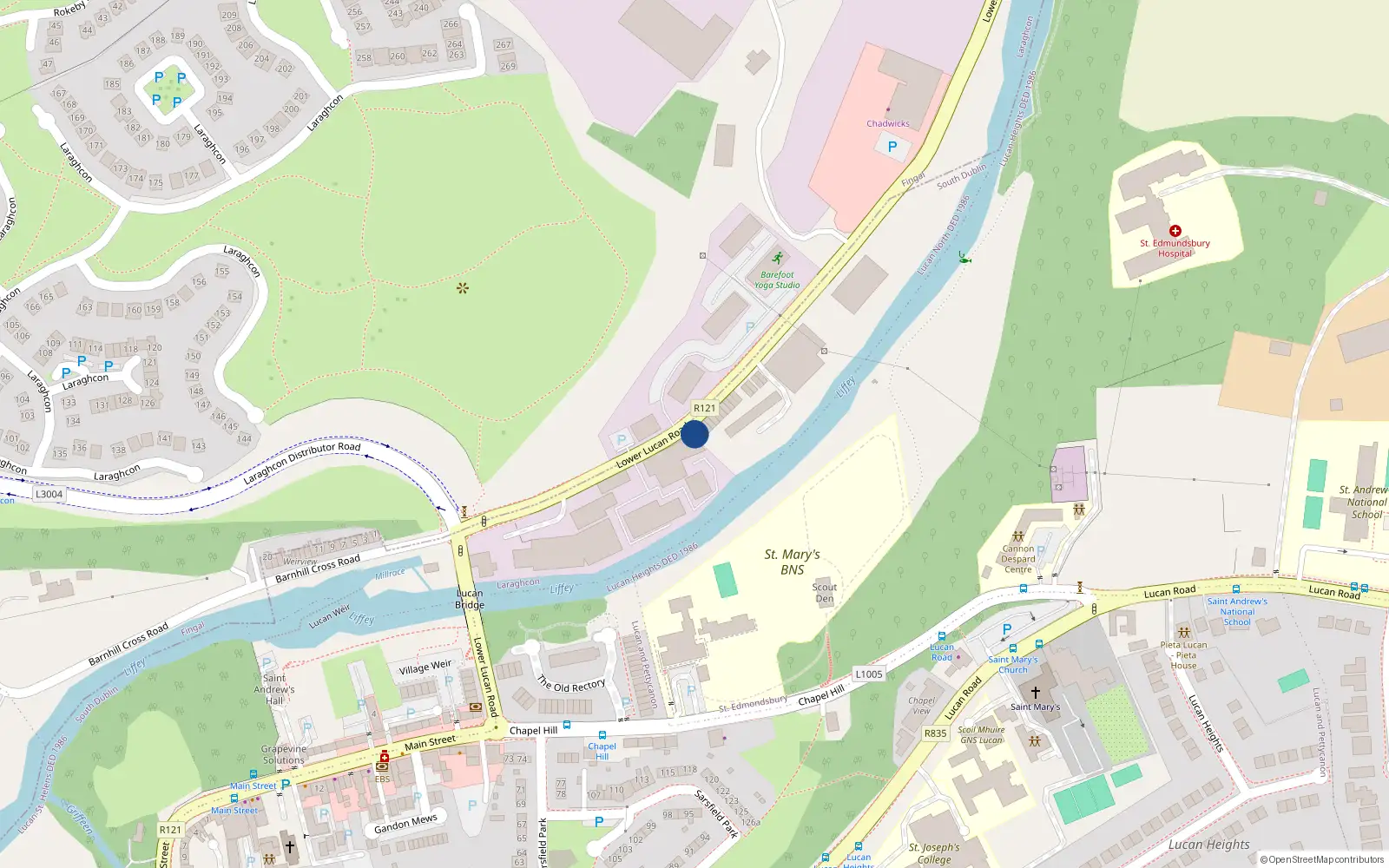Overhead map showing the location of 1 Millbank, Lucan, Dublin