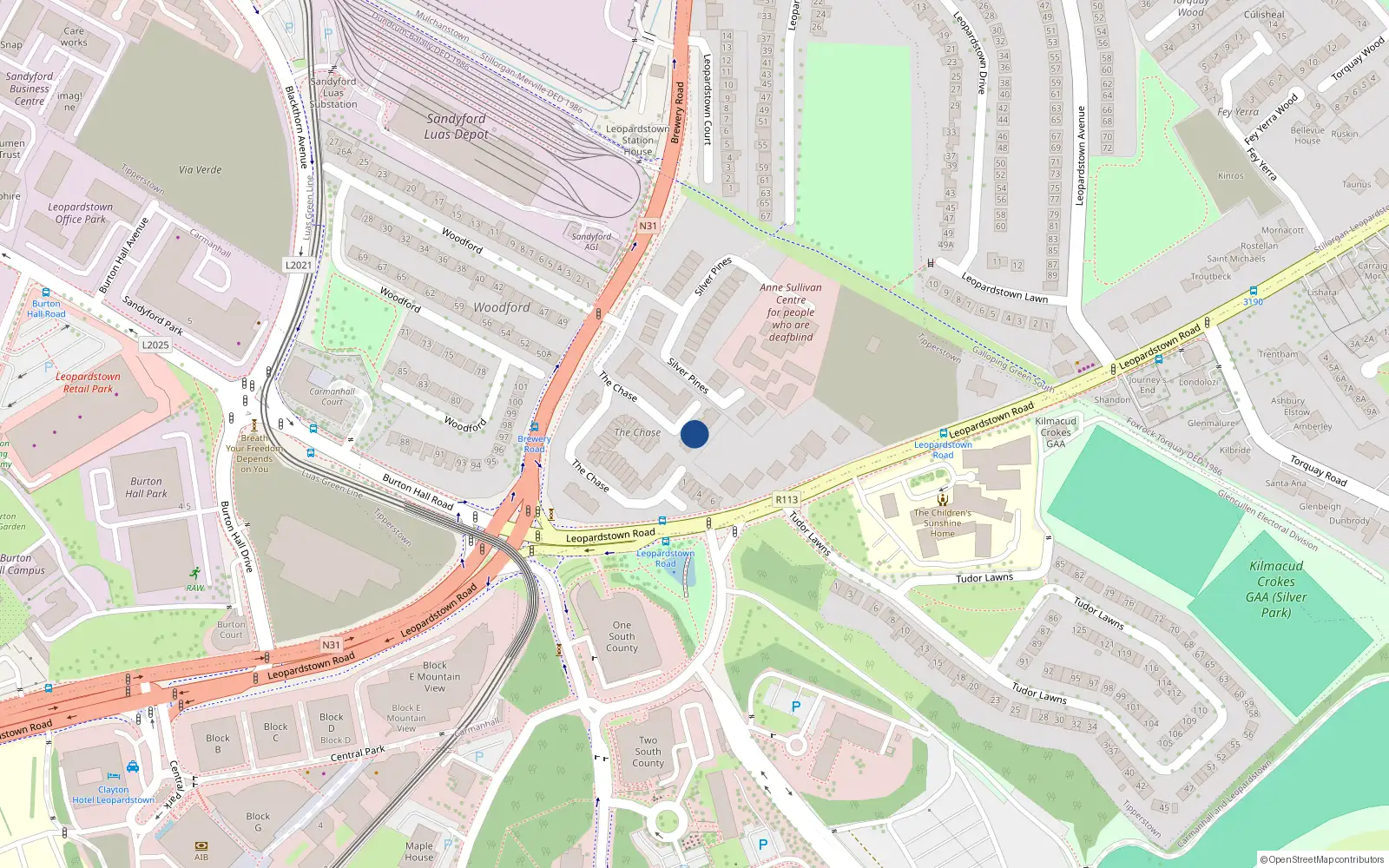 Overhead map showing the location of 1 Minstrel Court, Stillorgan