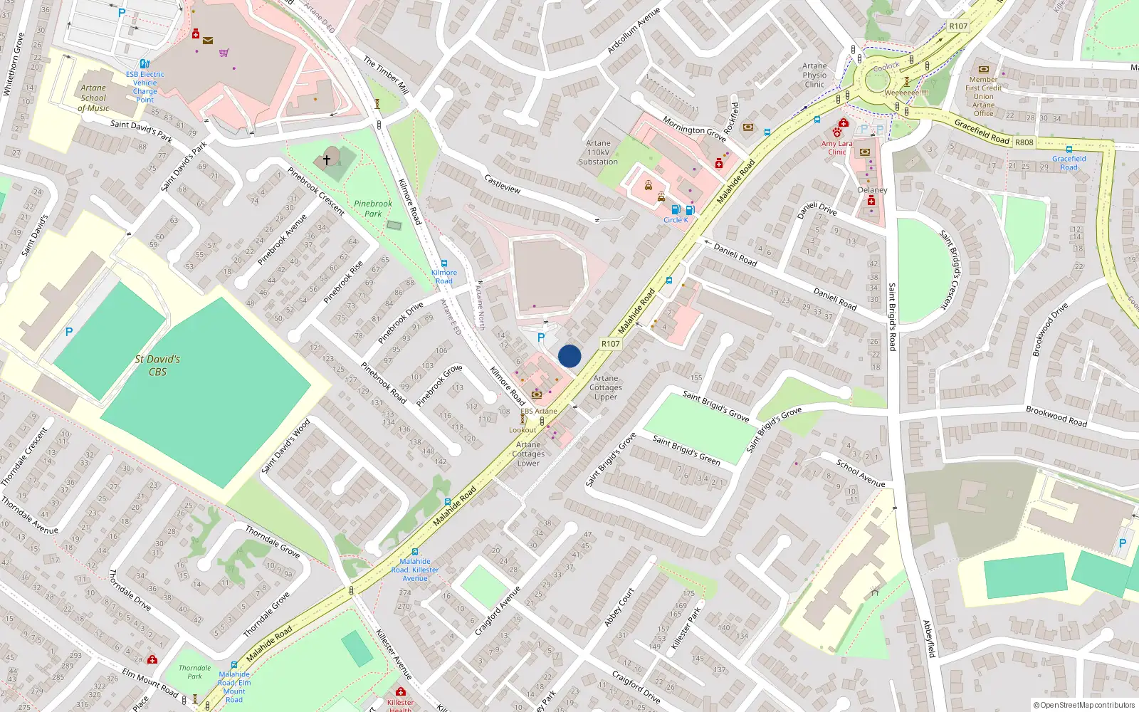 Overhead map showing the location of 1 Mornington Park, Malahide Road, Dublin 5