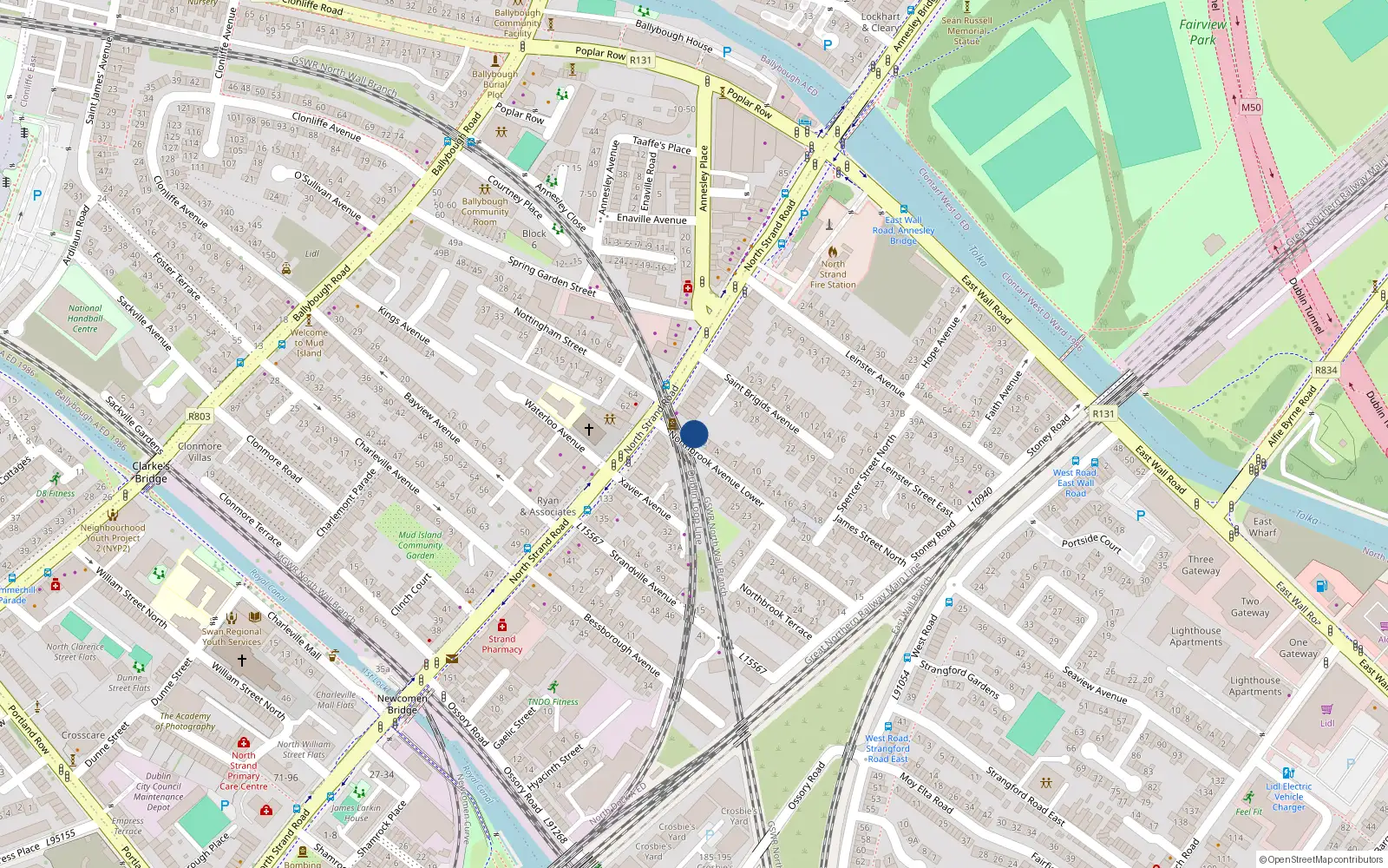 Overhead map showing the location of 1 Northbrook Avenue Lower, North Strand