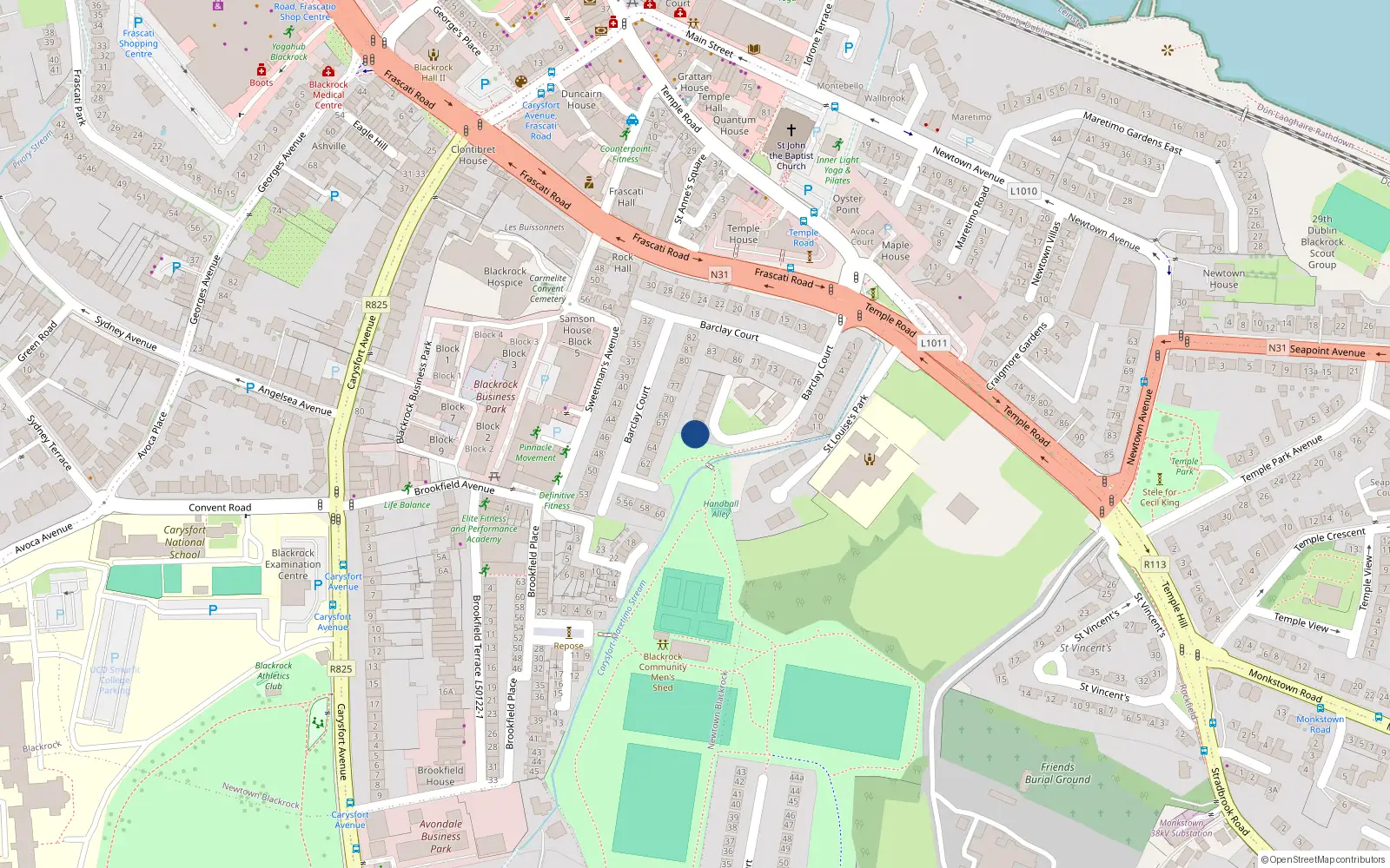 Overhead map showing the location of 1 Prospect Hill, County Dublin